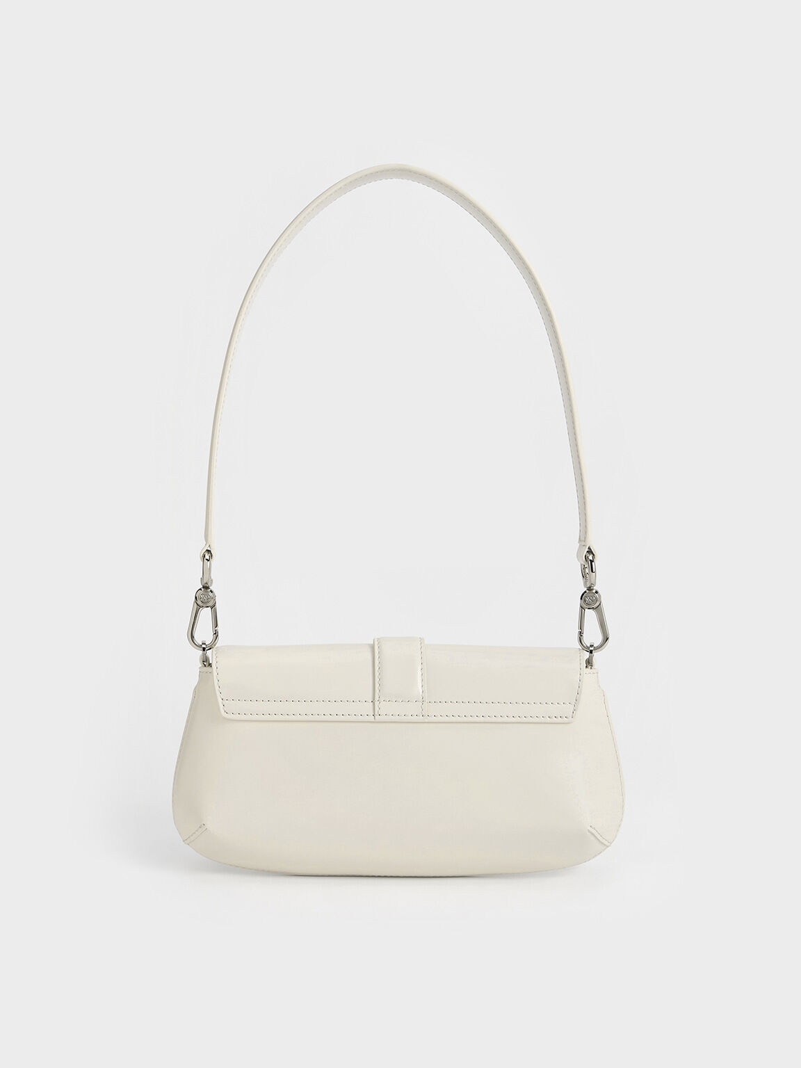 Bolso alargado Gabine de cuero, Blanco, hi-res