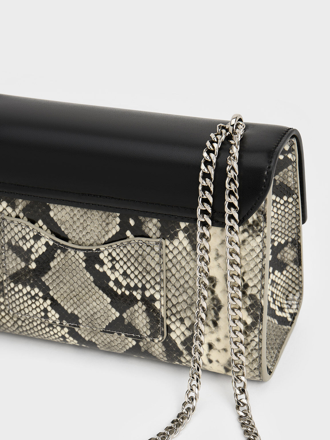 Snake Print Chain-Strap Bag - Multi