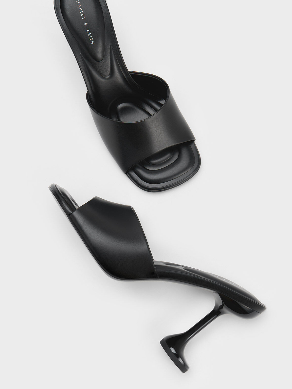 Celestine Sculptural Heel Mules - Black
