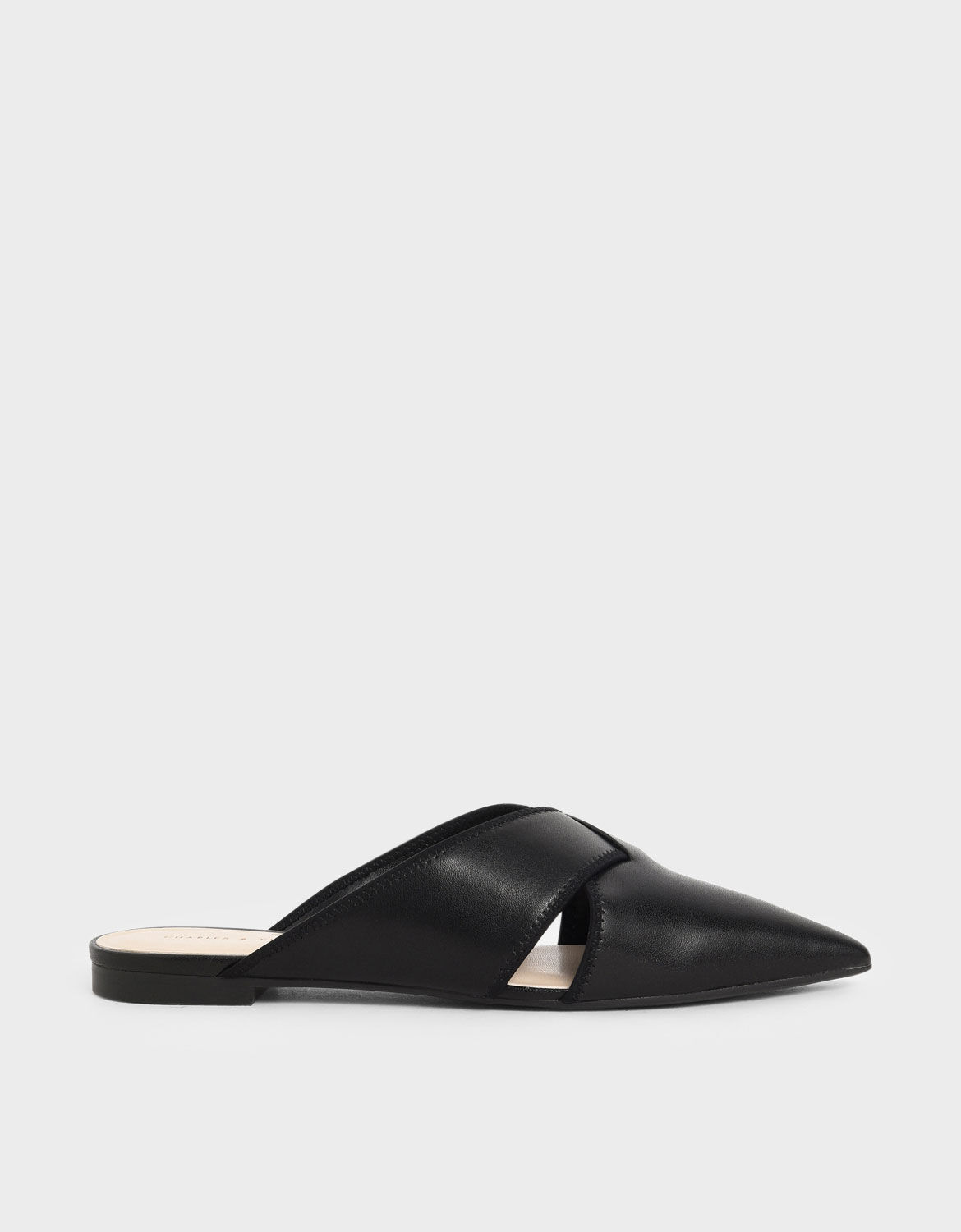 Black Woven Pointed Toe Mules | CHARLES 