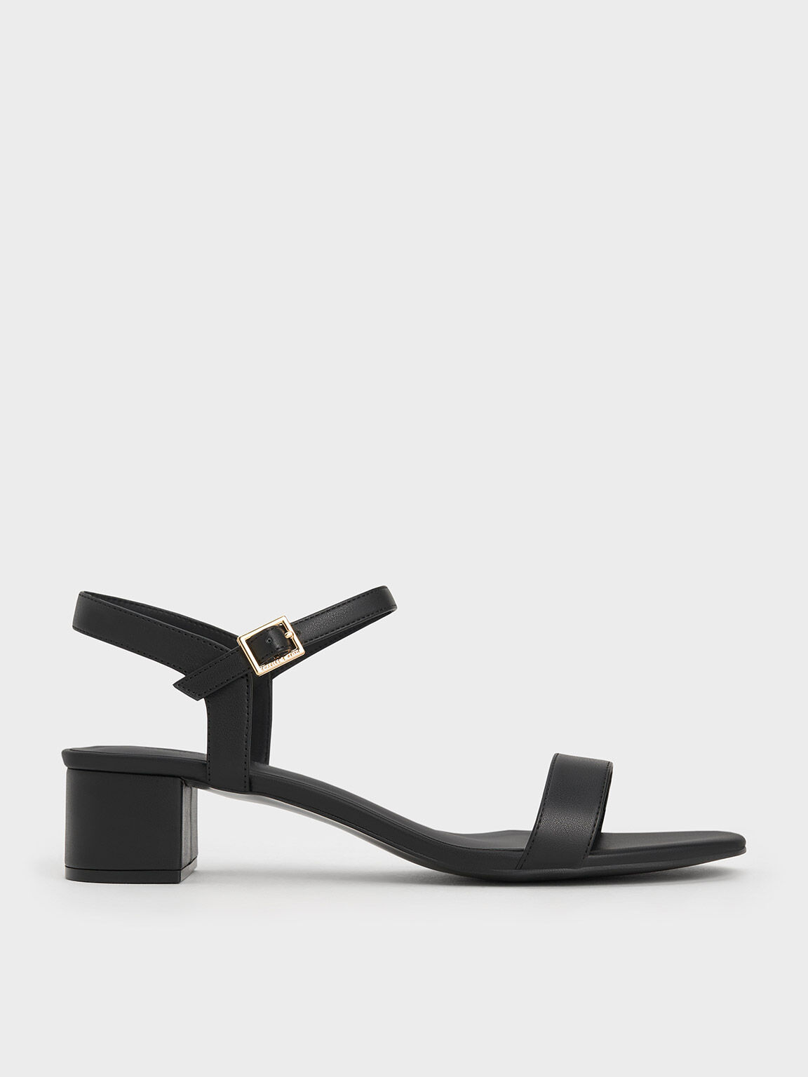 Cynthia black minimalist sandals with heel • Vanessa Wu