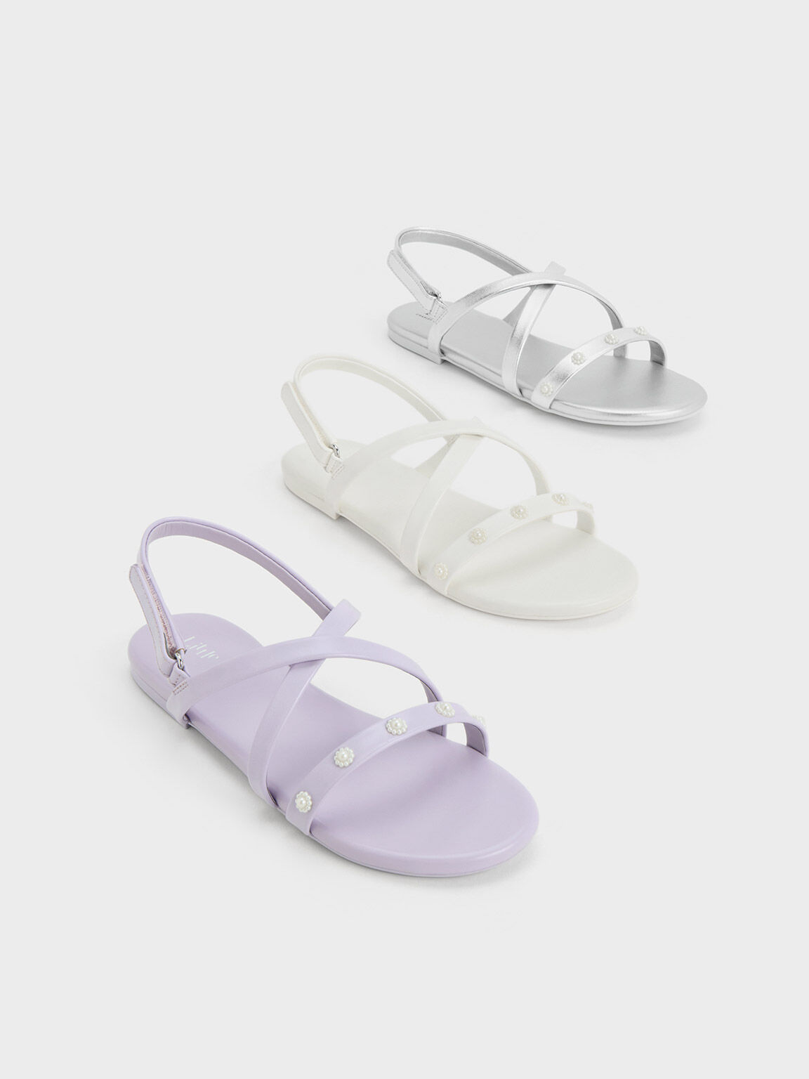 Truffle Collection studded strappy flat sandals in lilac | ASOS