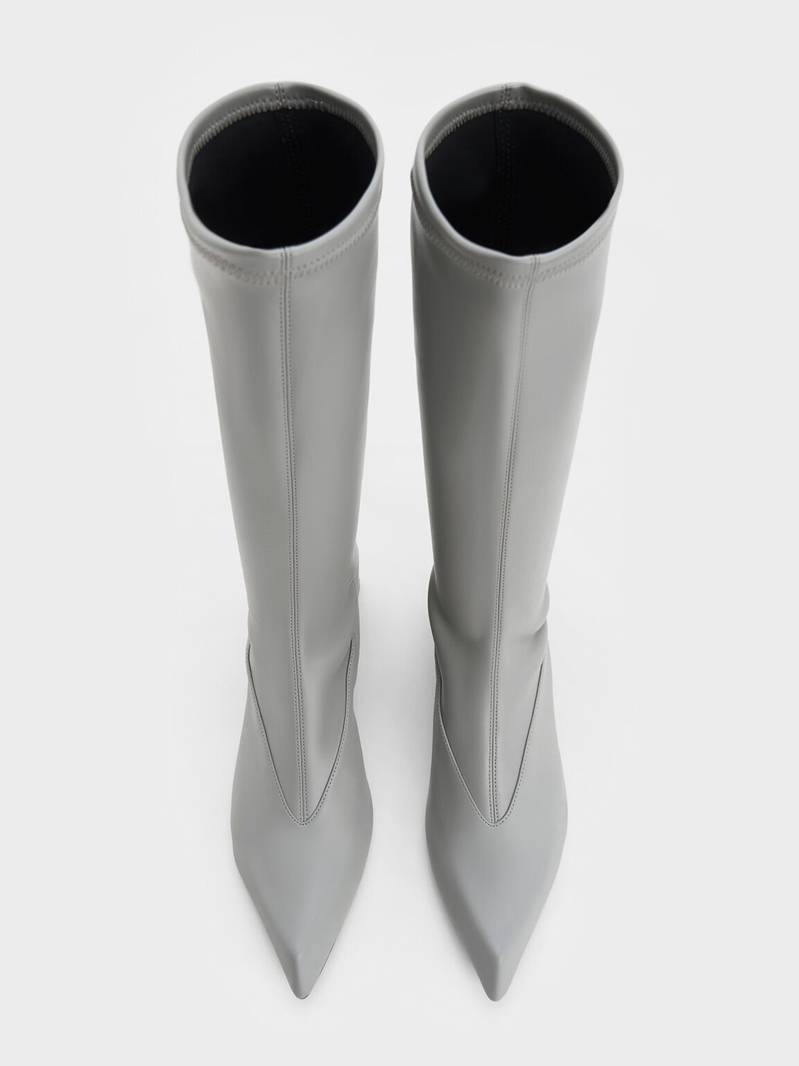 Lorde Blade-Heel Pointed-Toe Calf Boots, Grey, hi-res