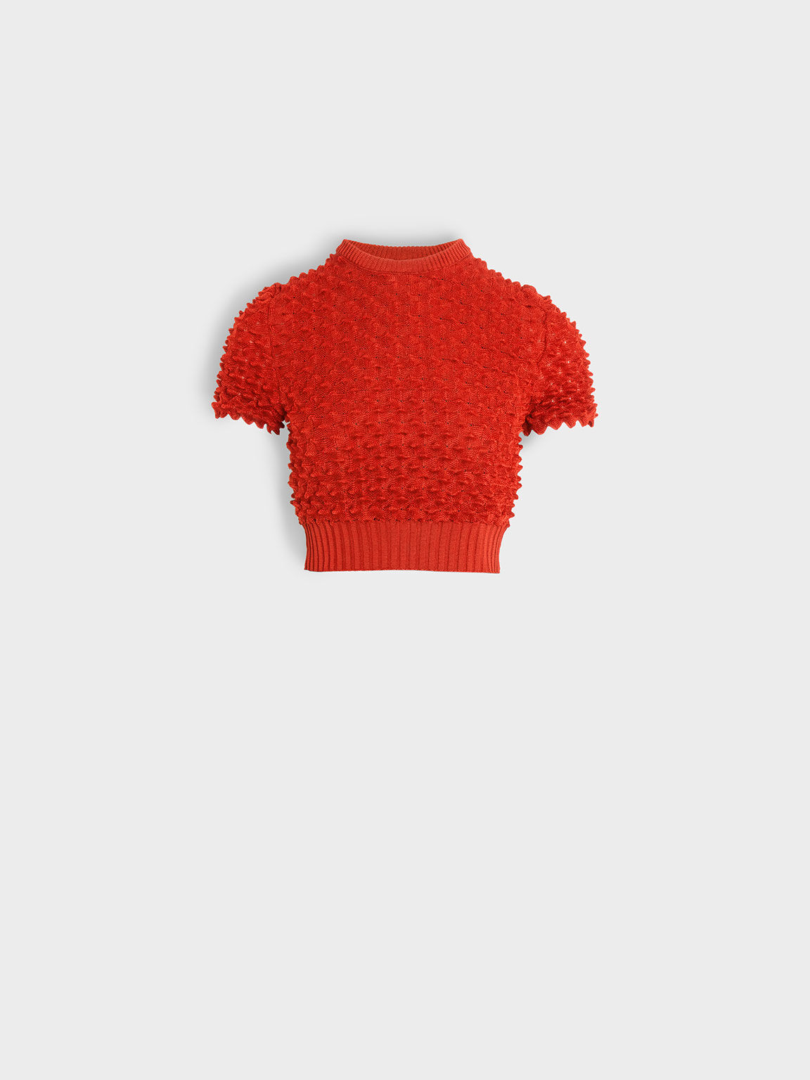 Spike Textured Crop Top, Red, hi-res