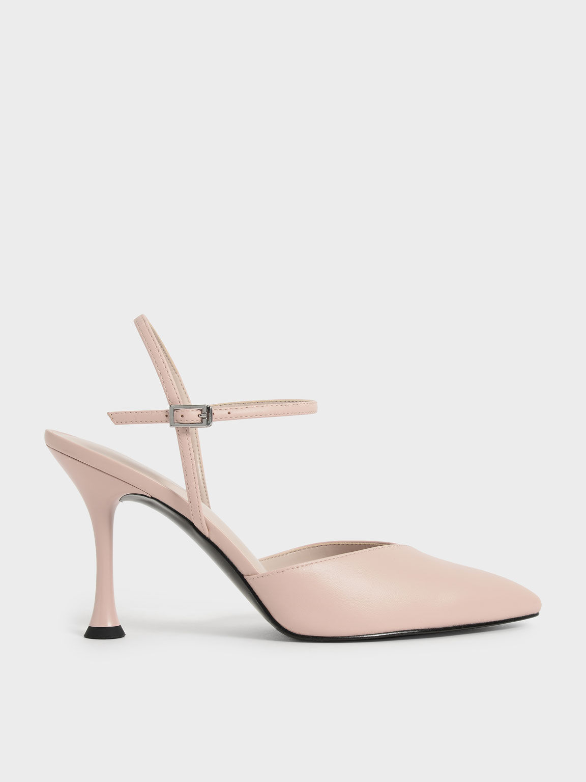 Nude Sculptural Heel Ankle Strap Pumps CHARLES & KEITH IN