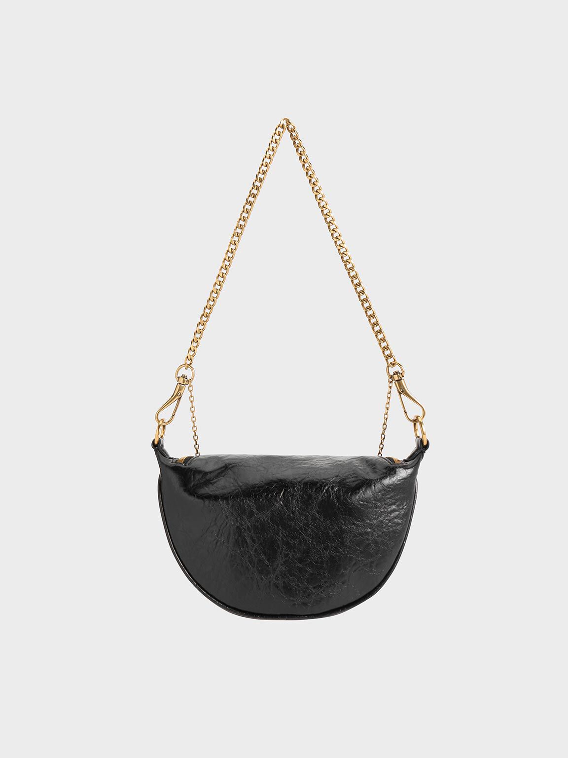 Philomena Half-Moon Crossbody Bag, Black, hi-res