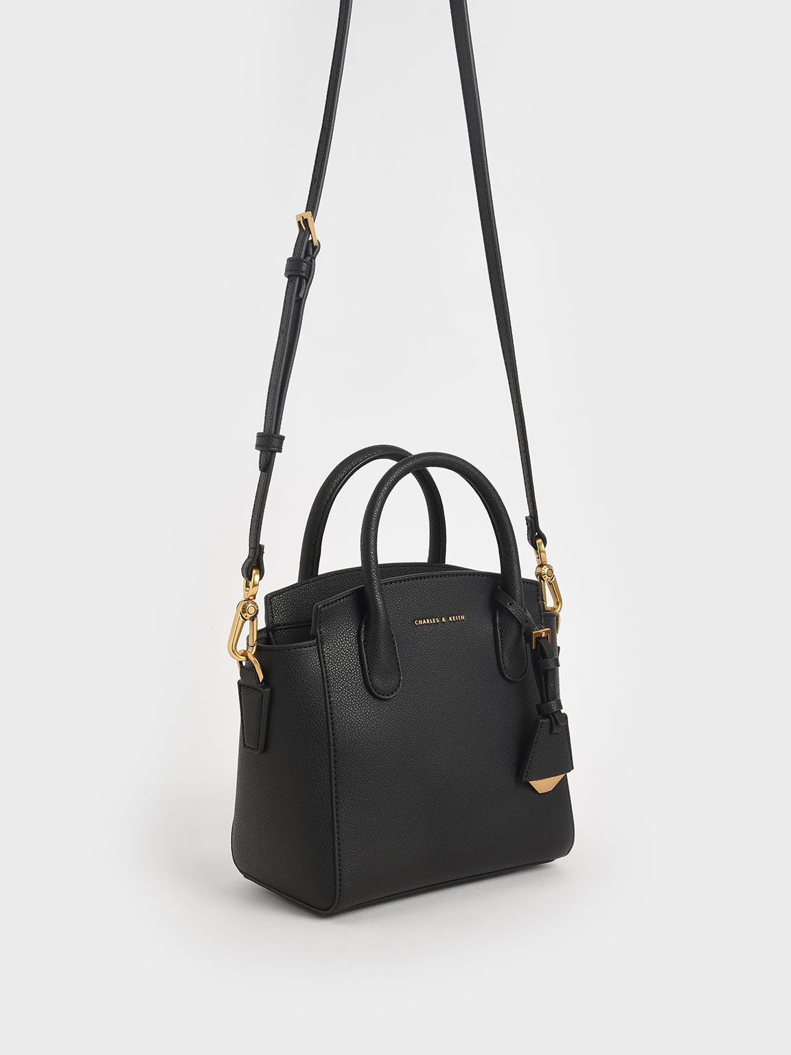charles and keith bag Double Handle Trapeze Tote Black｜TikTok Search