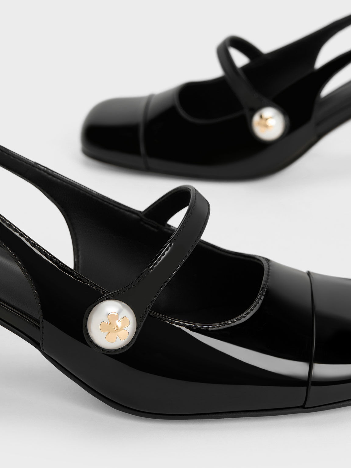 Lilana 珍珠瑪莉珍鞋, 漆面黑, hi-res