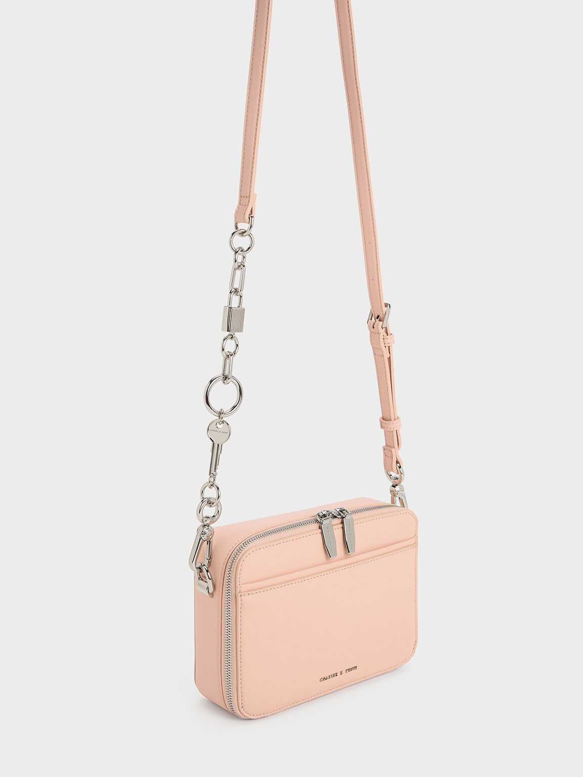 US KEITH & Chain Key Lock CHARLES Bag - Handle & Pink
