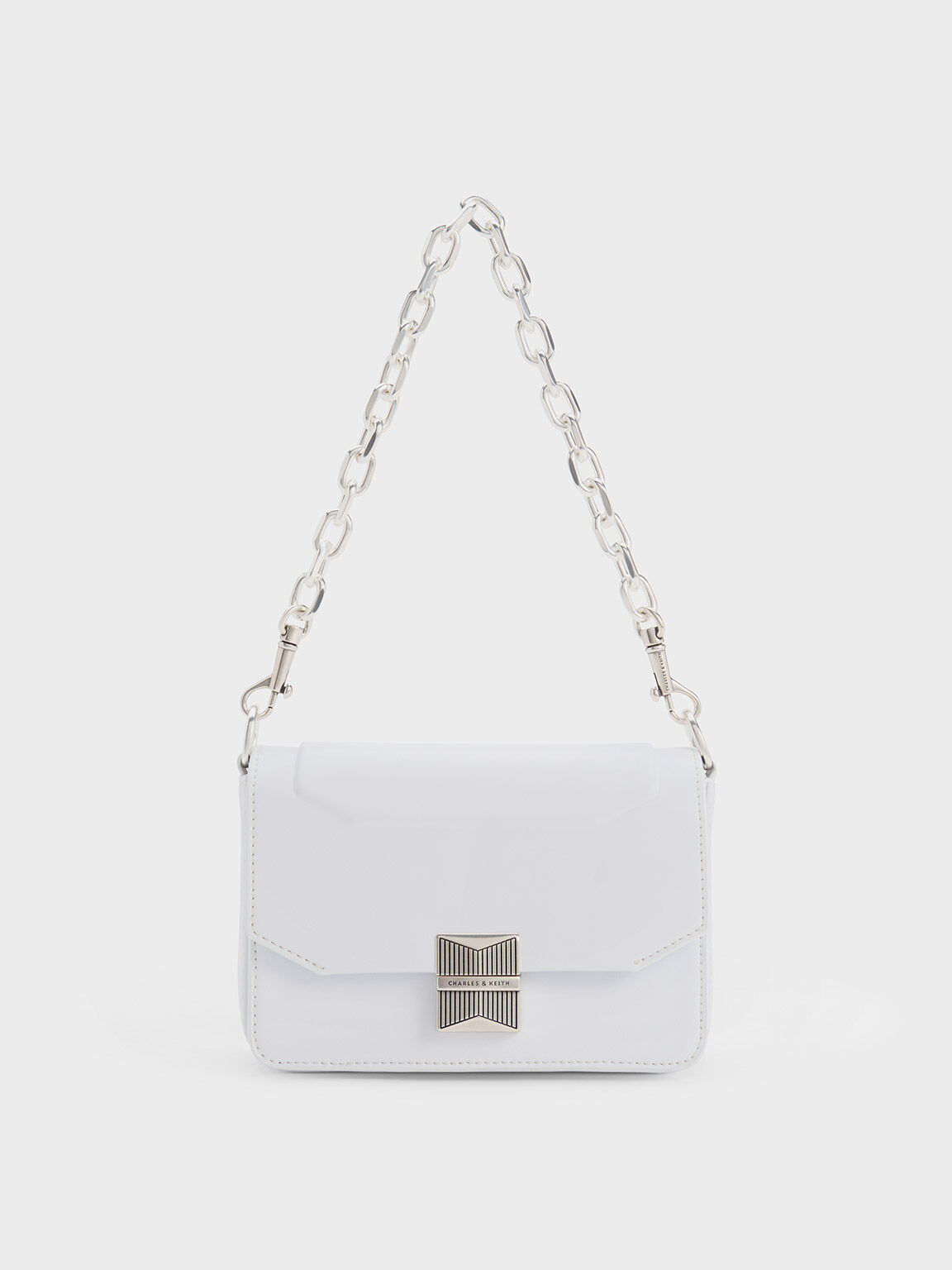 White Kalinda Metallic Accent Boxy Bag - CHARLES & KEITH International