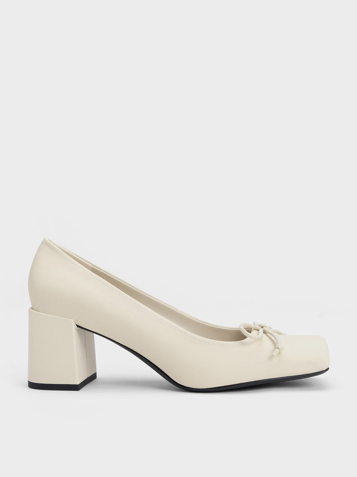 Chalk Bow Square-Toe Pumps - CHARLES & KEITH US