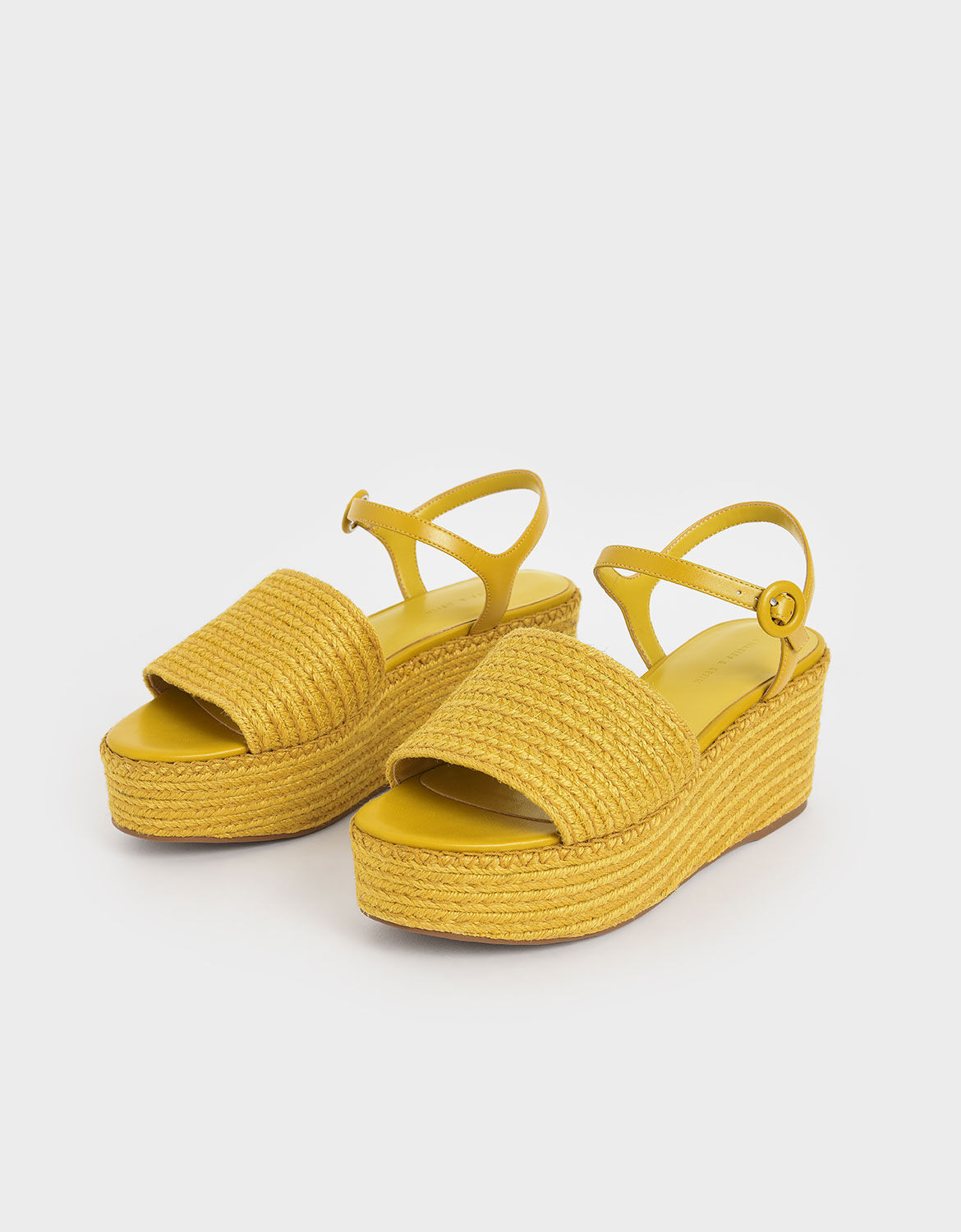 Espadrille Platform Sandals, Yellow, hi-res