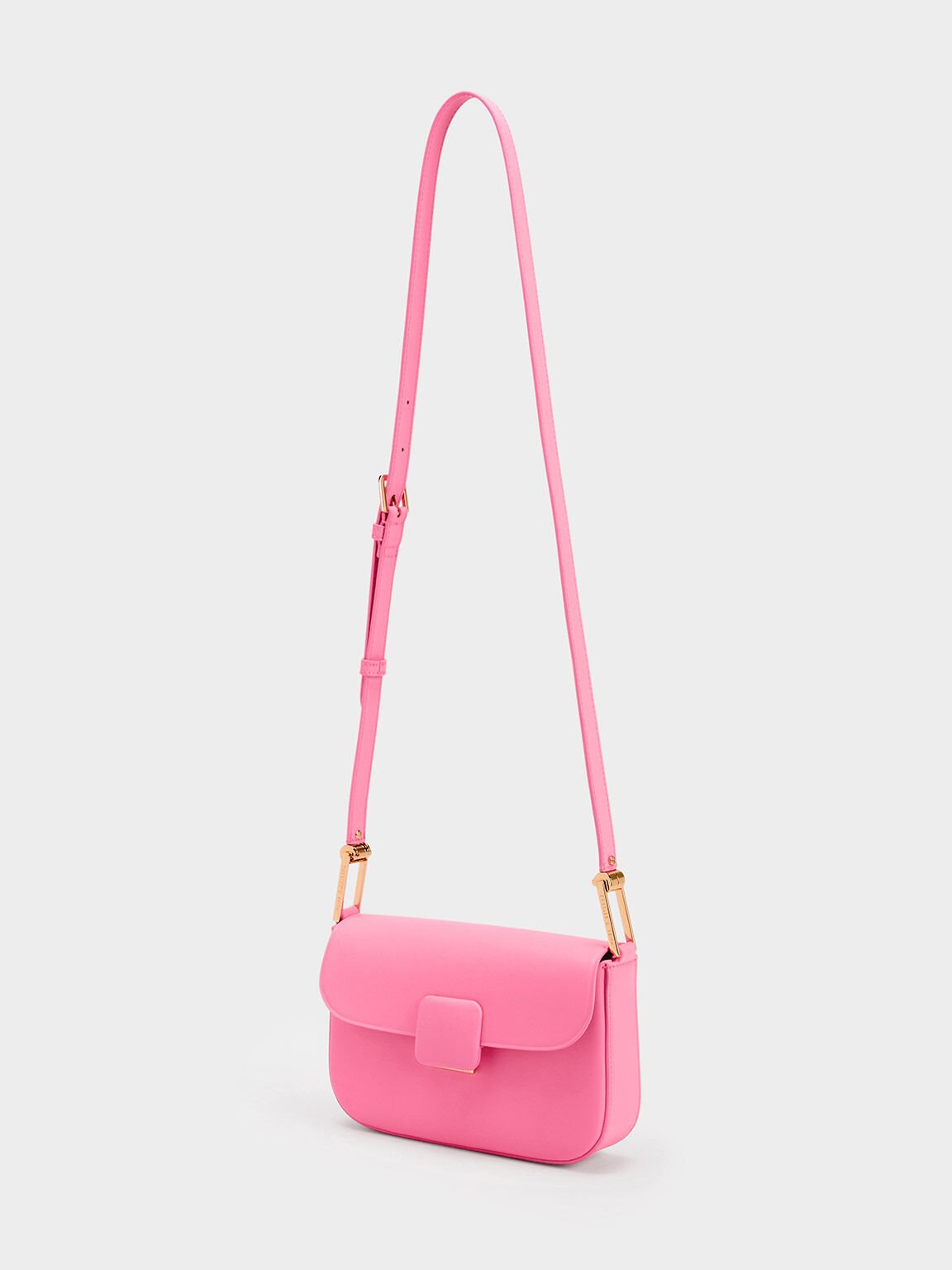 Pink Koa Square Push-Lock Shoulder Bag - CHARLES & KEITH US