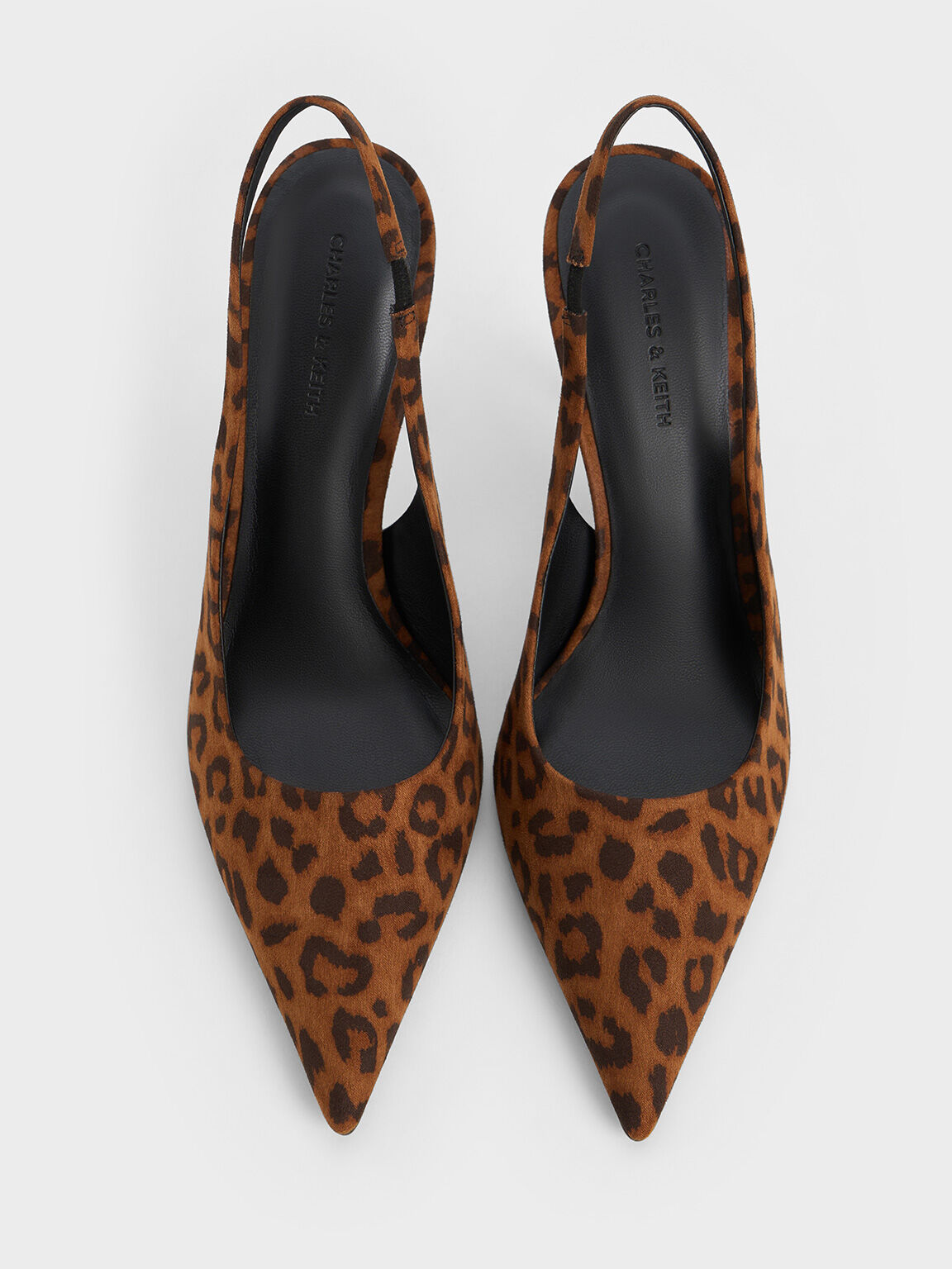 Leopard-Print Pointed-Toe Slingback Pumps, Animal Print Brown, hi-res