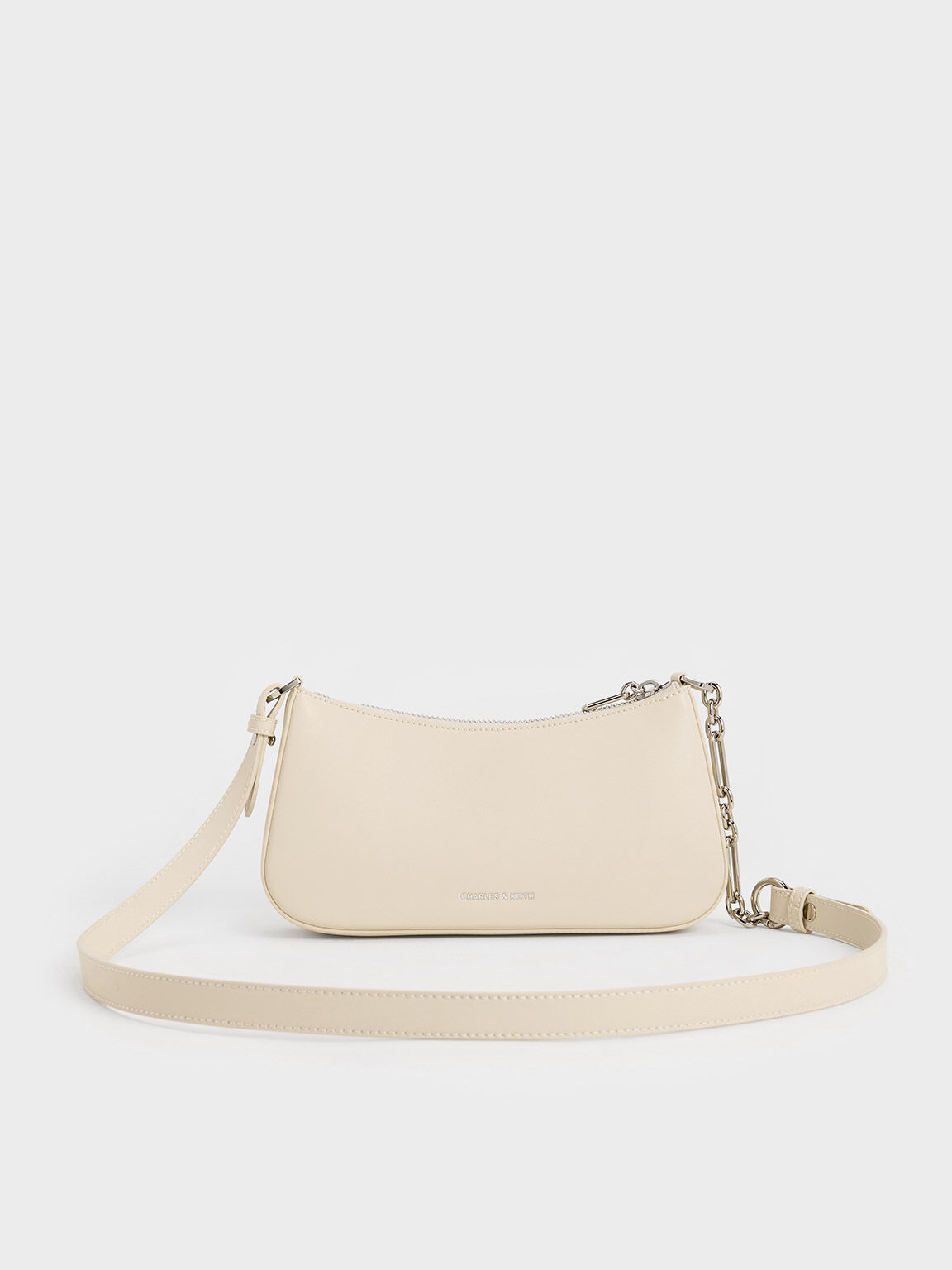 Chain-Strap Shoulder Bag, Beige, hi-res