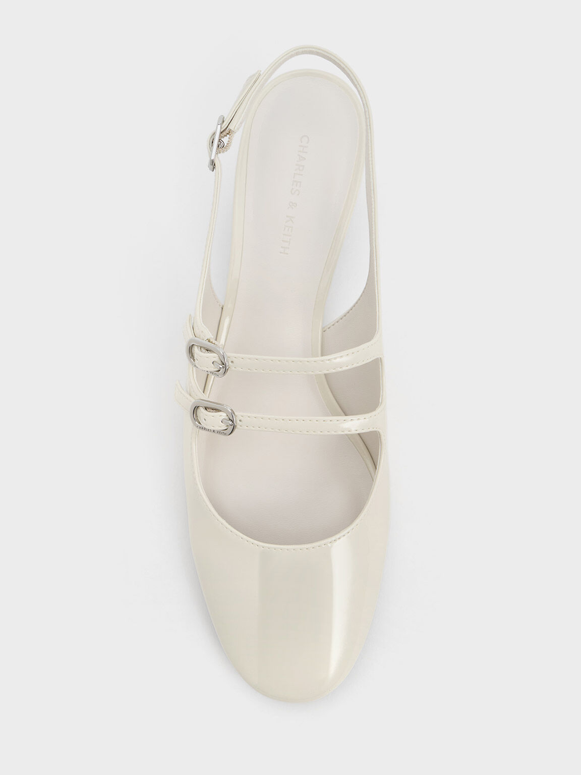 Double-Strap Slingback Mary Jane Pumps, Chalk, hi-res