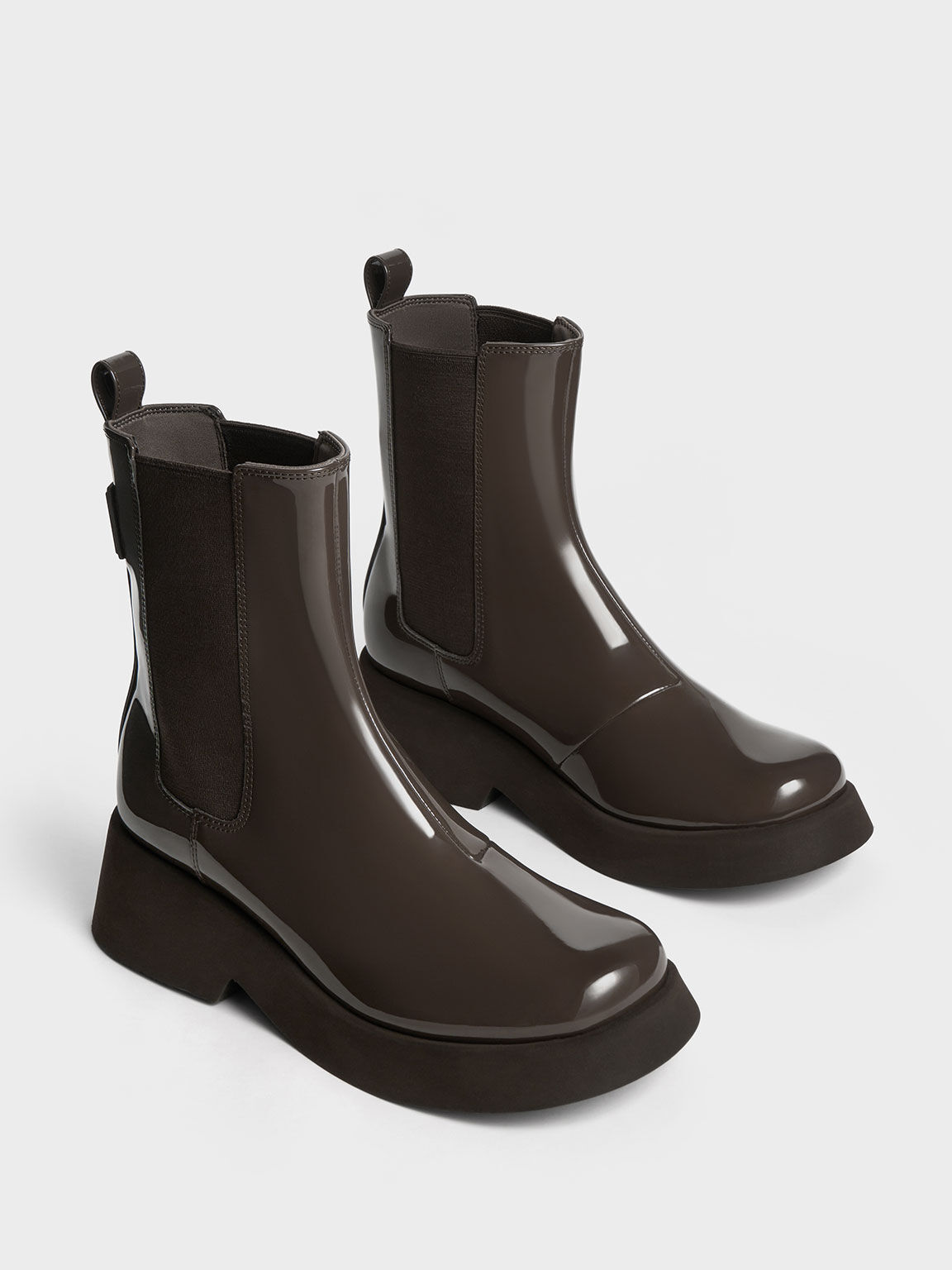 Giselle Patent Chelsea Boots, Brown, hi-res