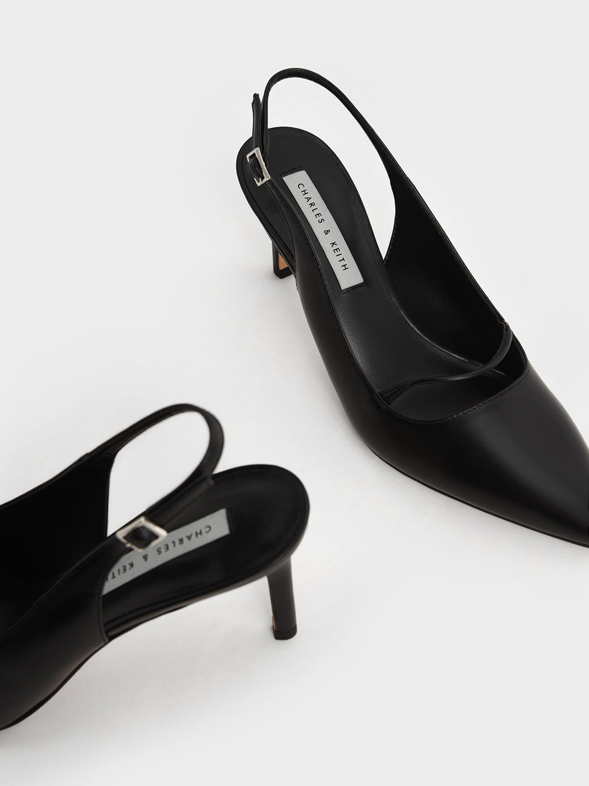 Black Cut-Out Slingback Stiletto Pumps - CHARLES & KEITH MY