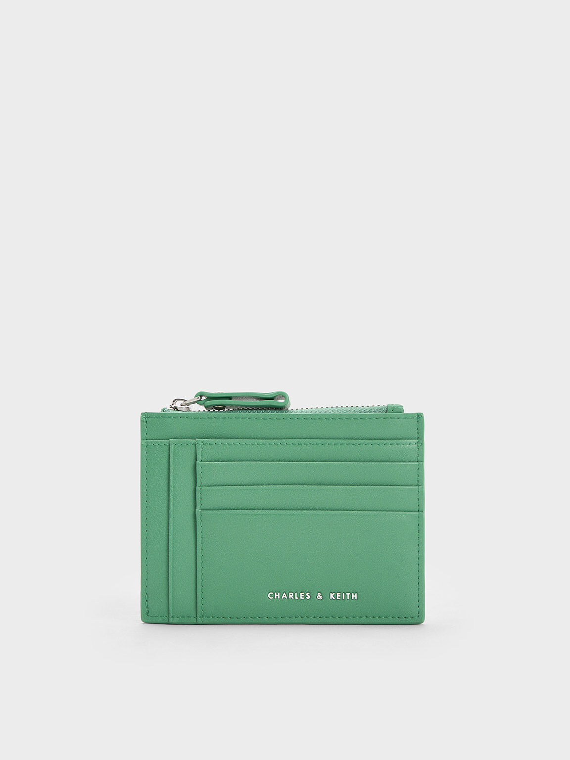 Charles & Keith Textured Mini Short Wallet in Green