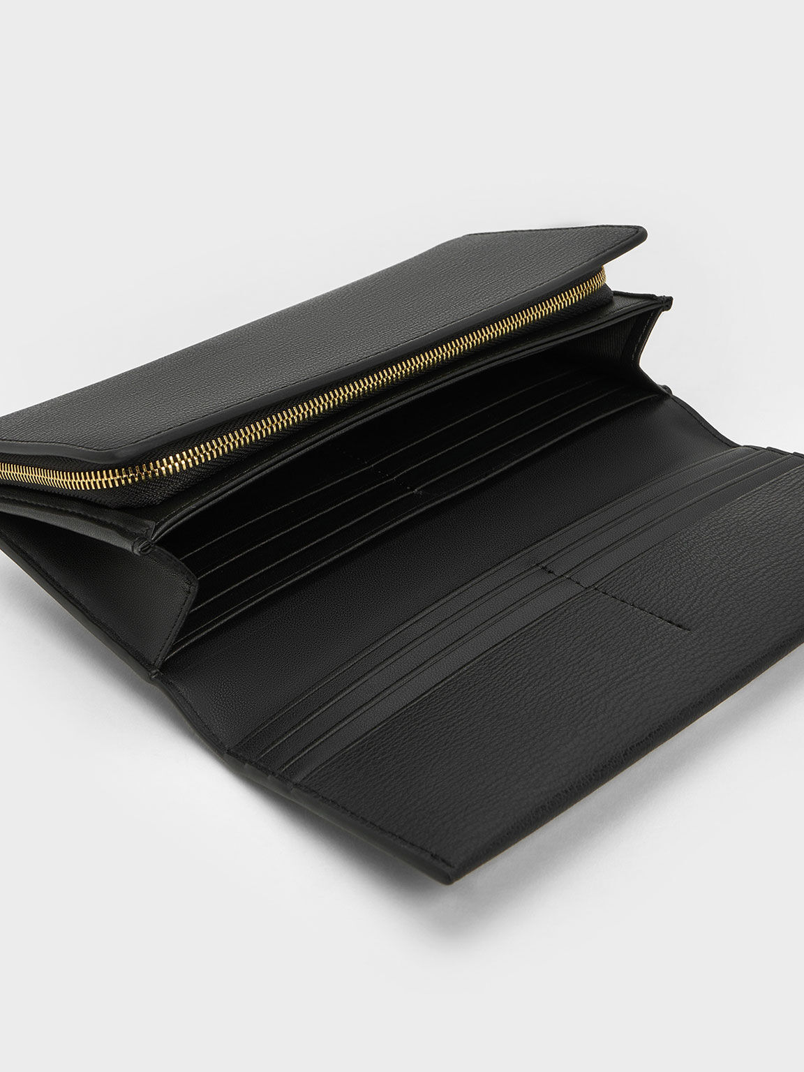 Front Flap Long Wallet - Black