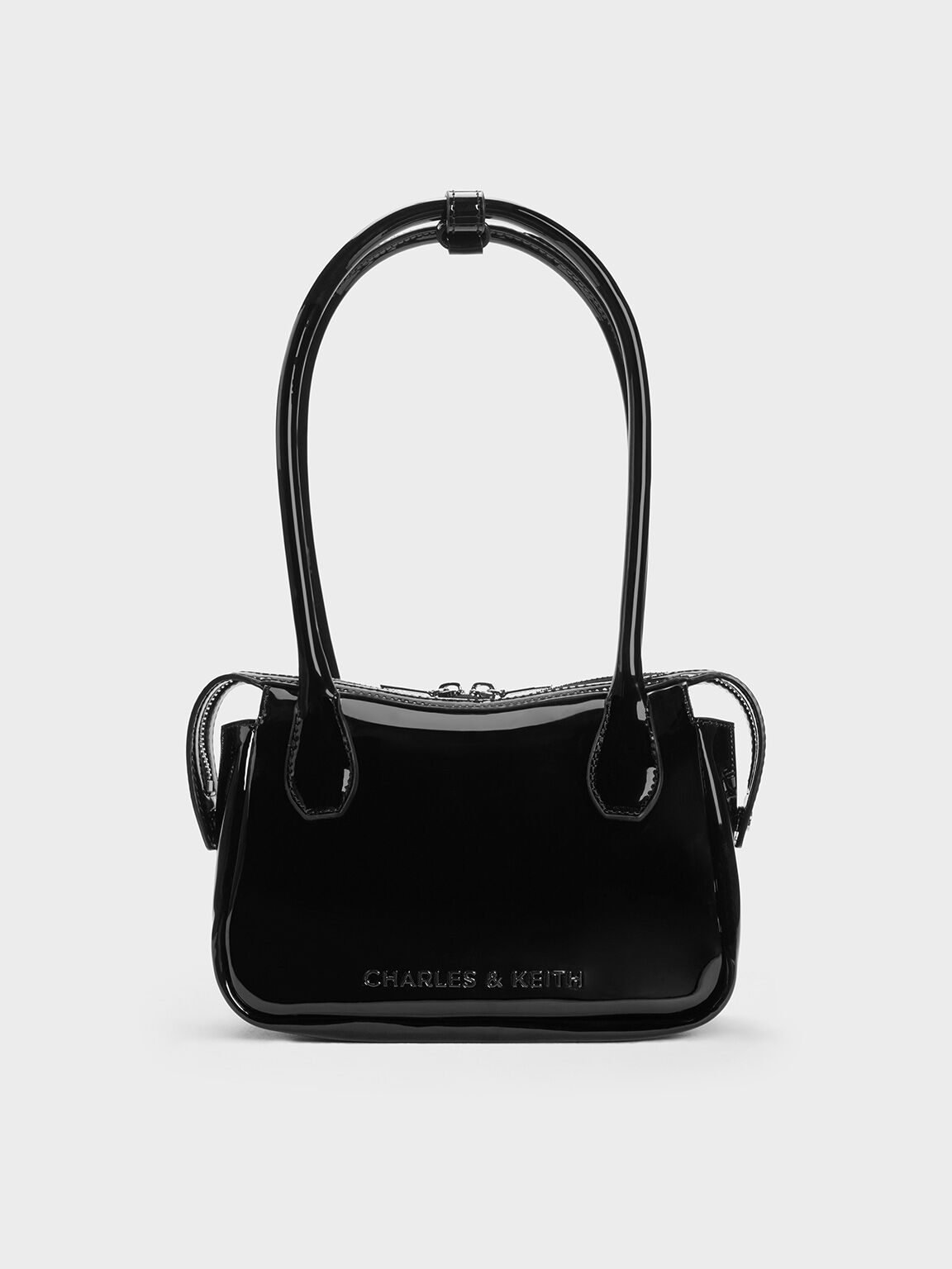 Bosie Patent Elongated Top Handle Bag, Noir, hi-res