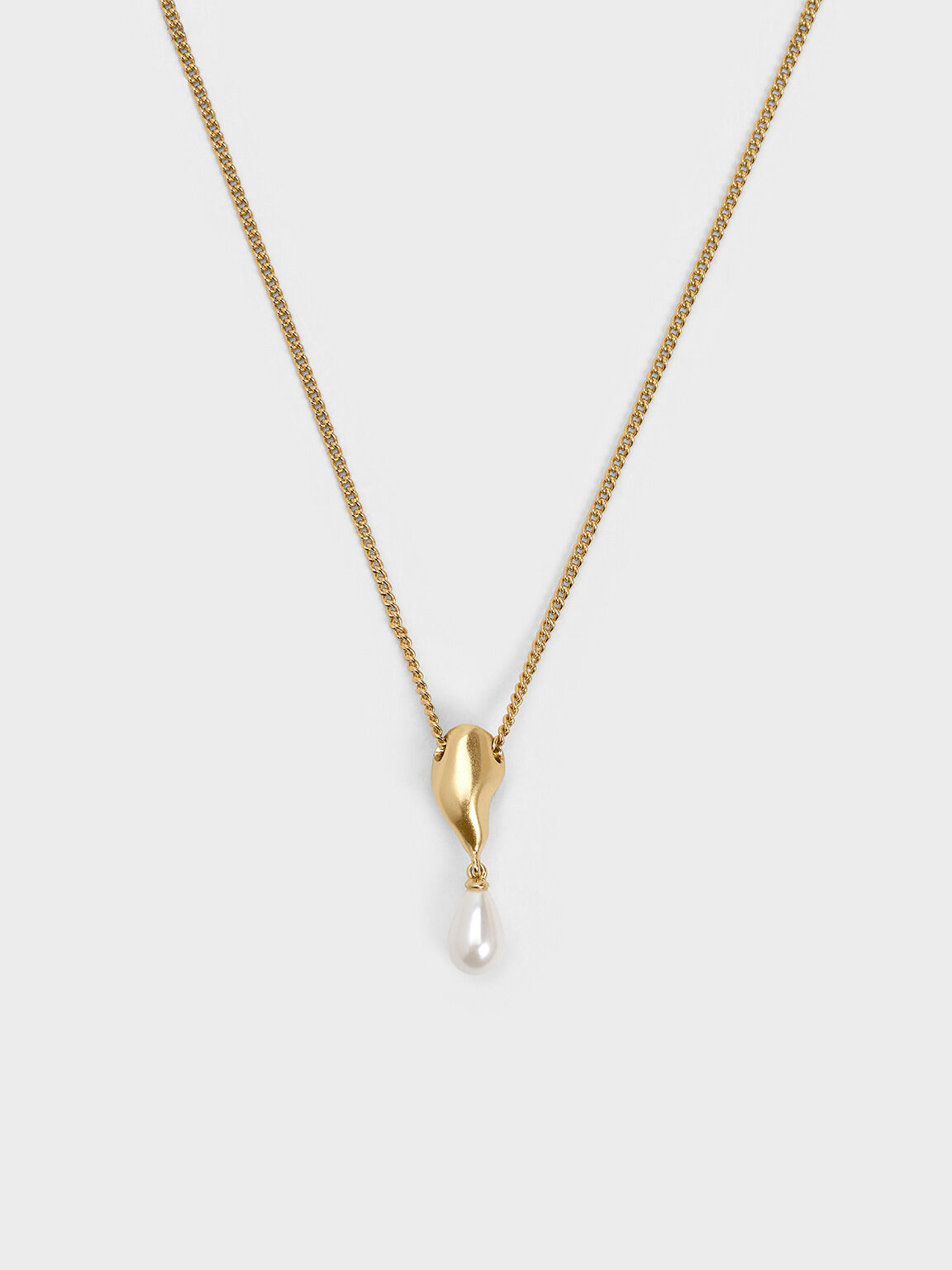 Corrine Teardrop Pearl Necklace, Brush Gold, hi-res