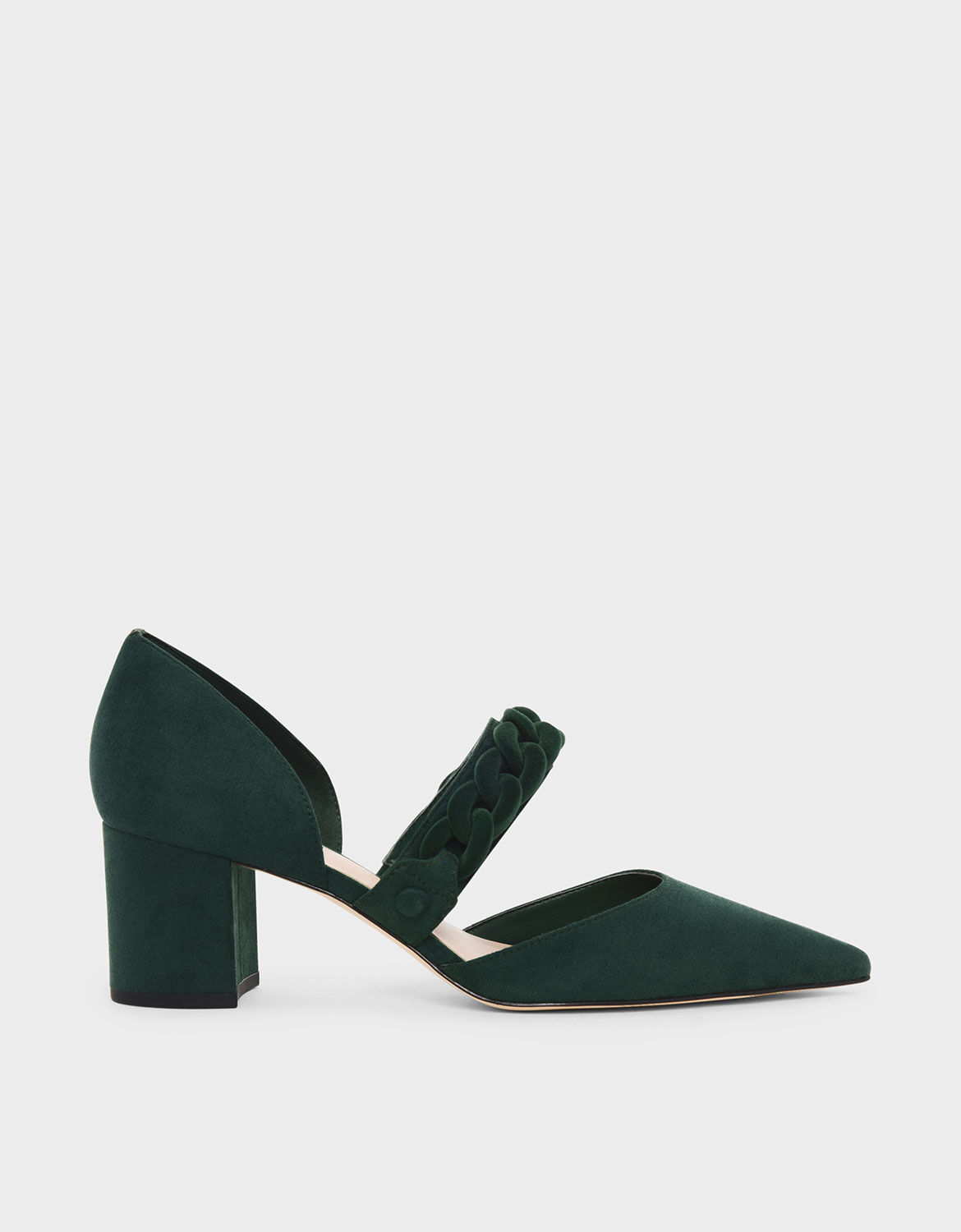 green pointed heels