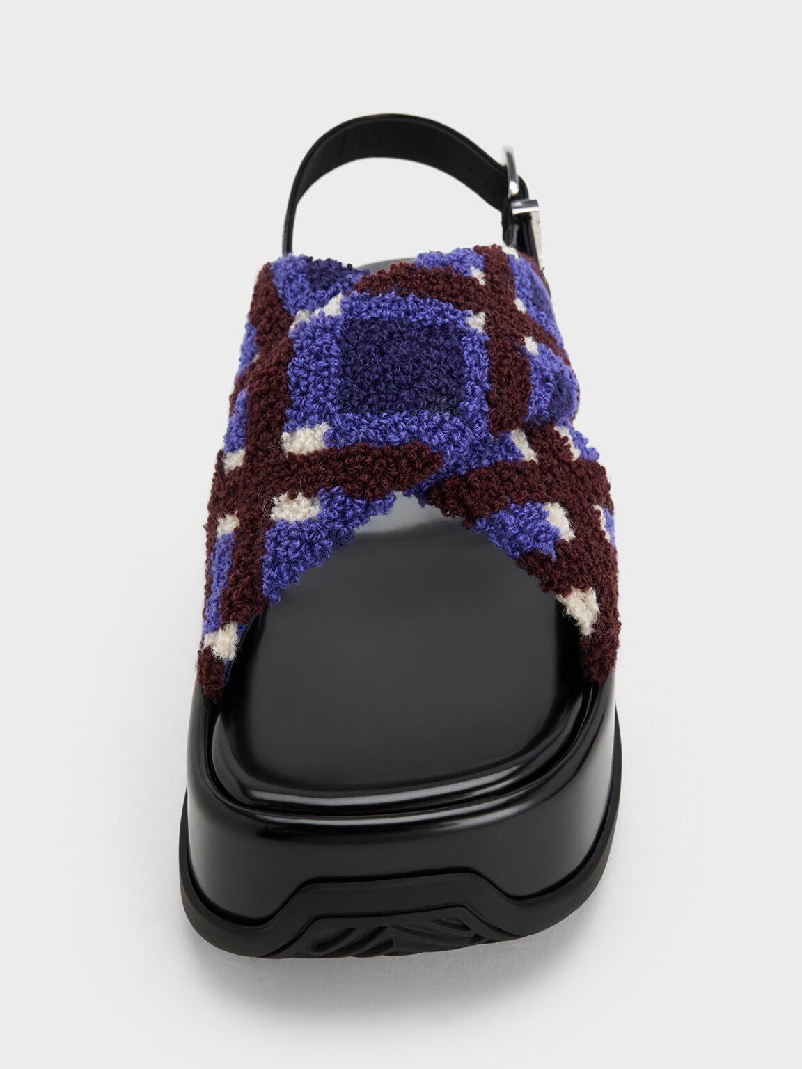 Caria Furry Checkered Platform Sandals, Multi, hi-res