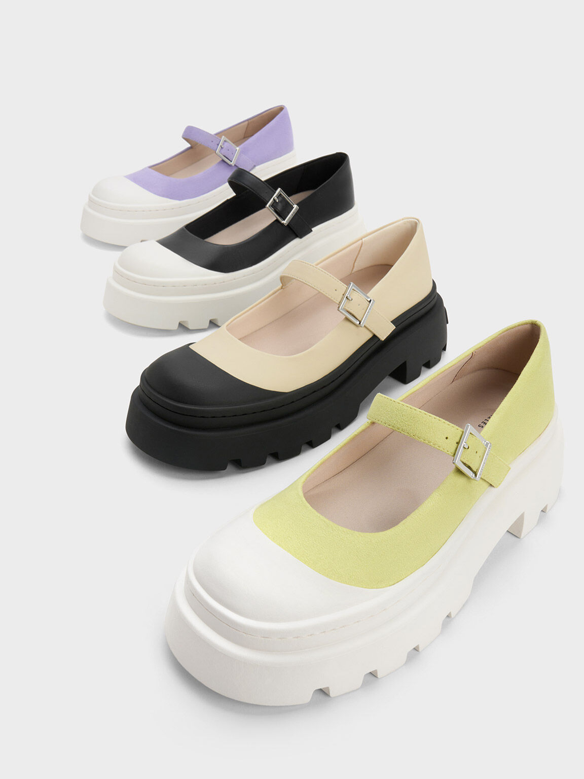 Indra Two-Tone Platform Mary Janes, Chalk, hi-res