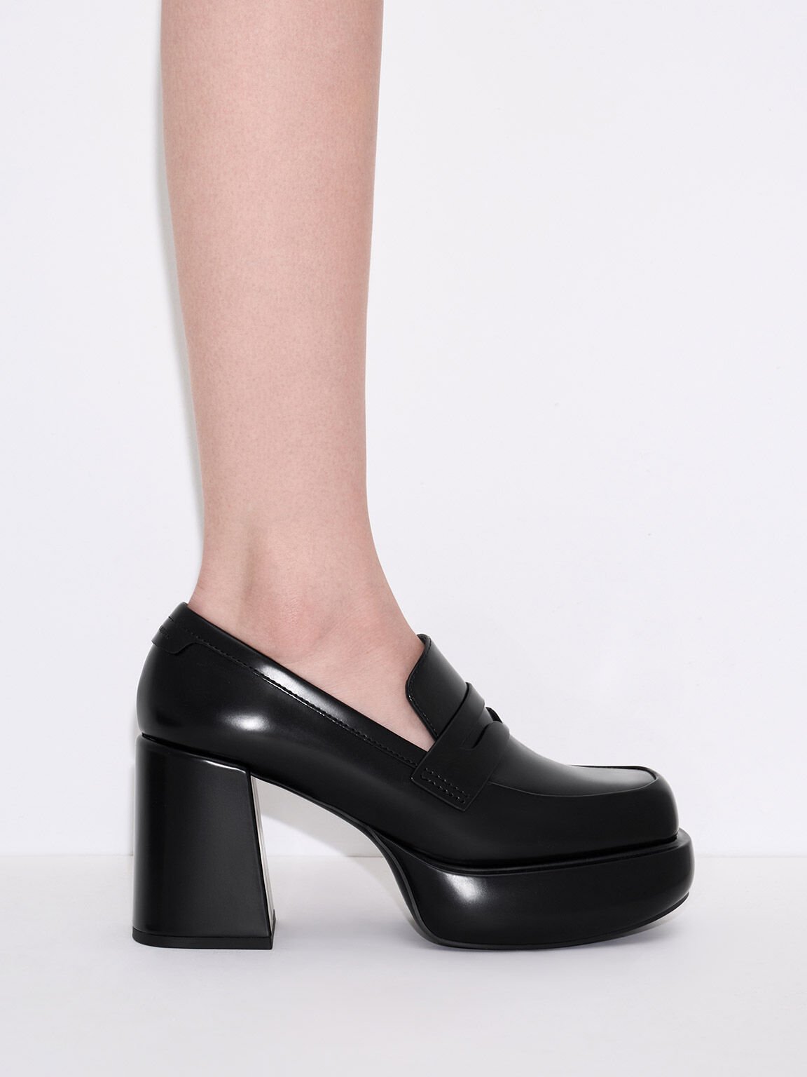 Monique Platform Loafer Pumps, Black Box, hi-res