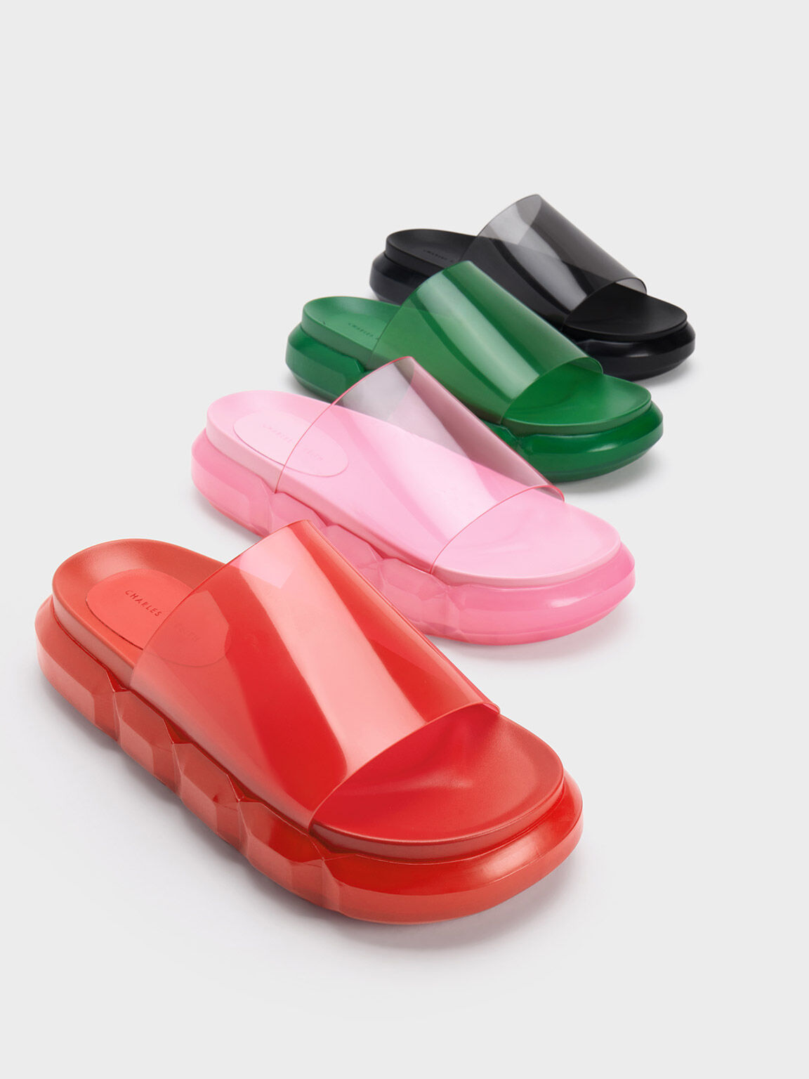 Green Fia See-Through Slide Sandals - CHARLES & KEITH US