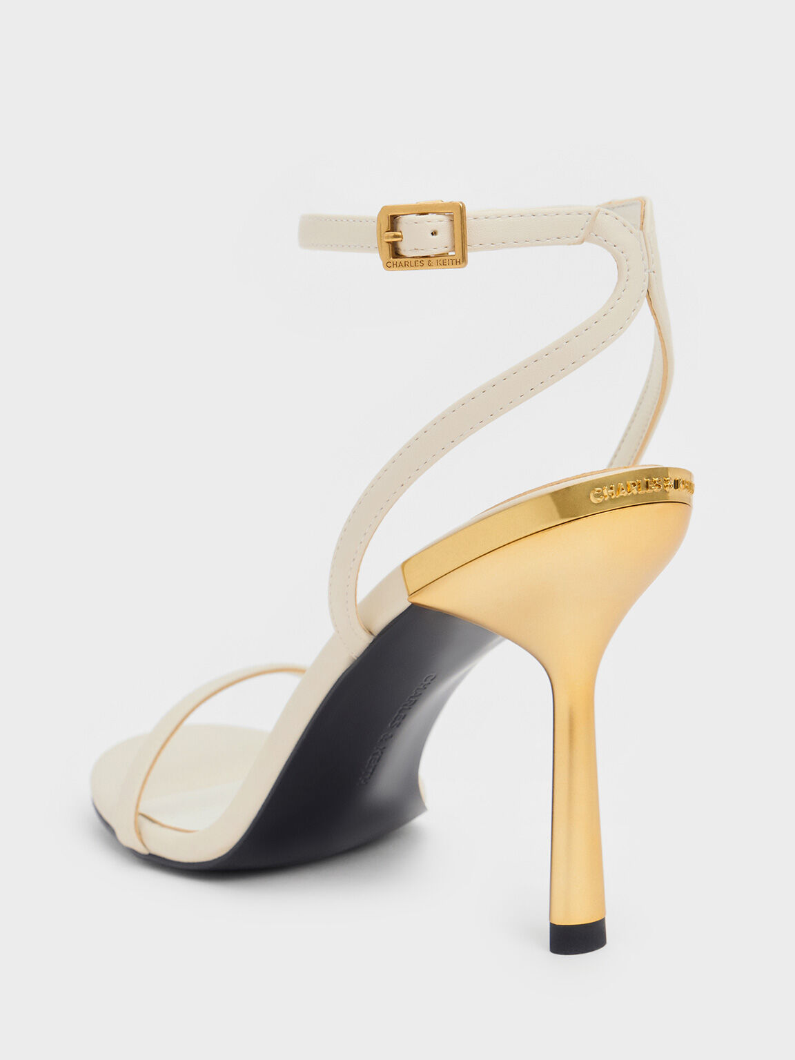 Metallic Stiletto-Heel Ankle-Strap Sandals, Chalk, hi-res