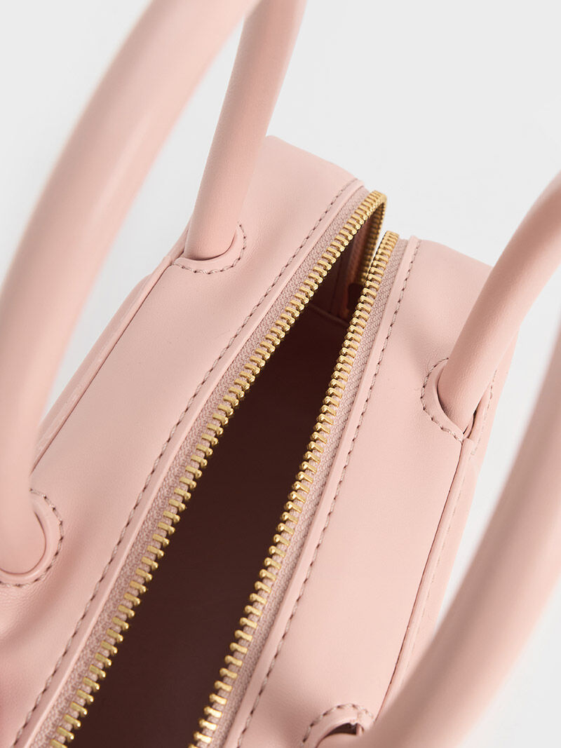 Pink Perline Elongated Tote Bag Charles And Keith Cl 