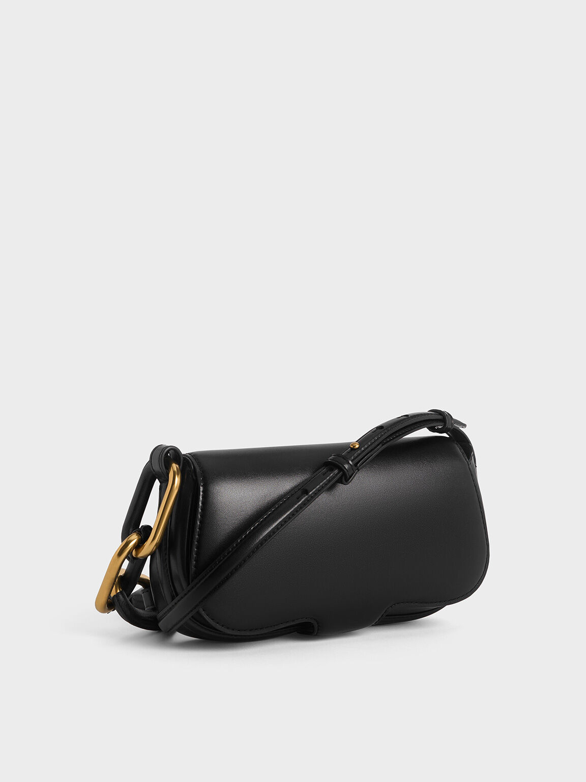 Kora Metallic-Accent Elongated Bag, Black, hi-res