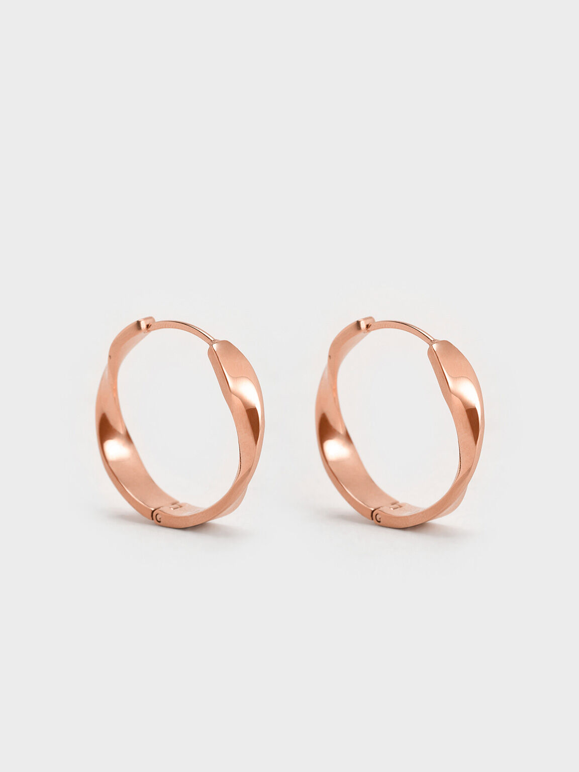 Lena Twist Hoop Earrings, Rose Gold, hi-res