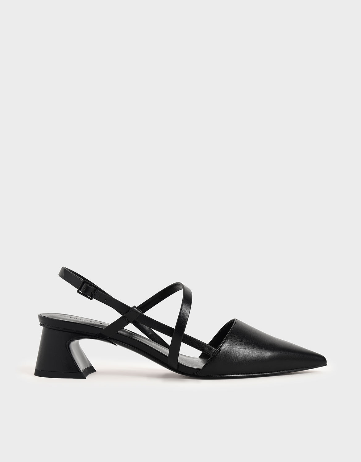 black court shoes with strap