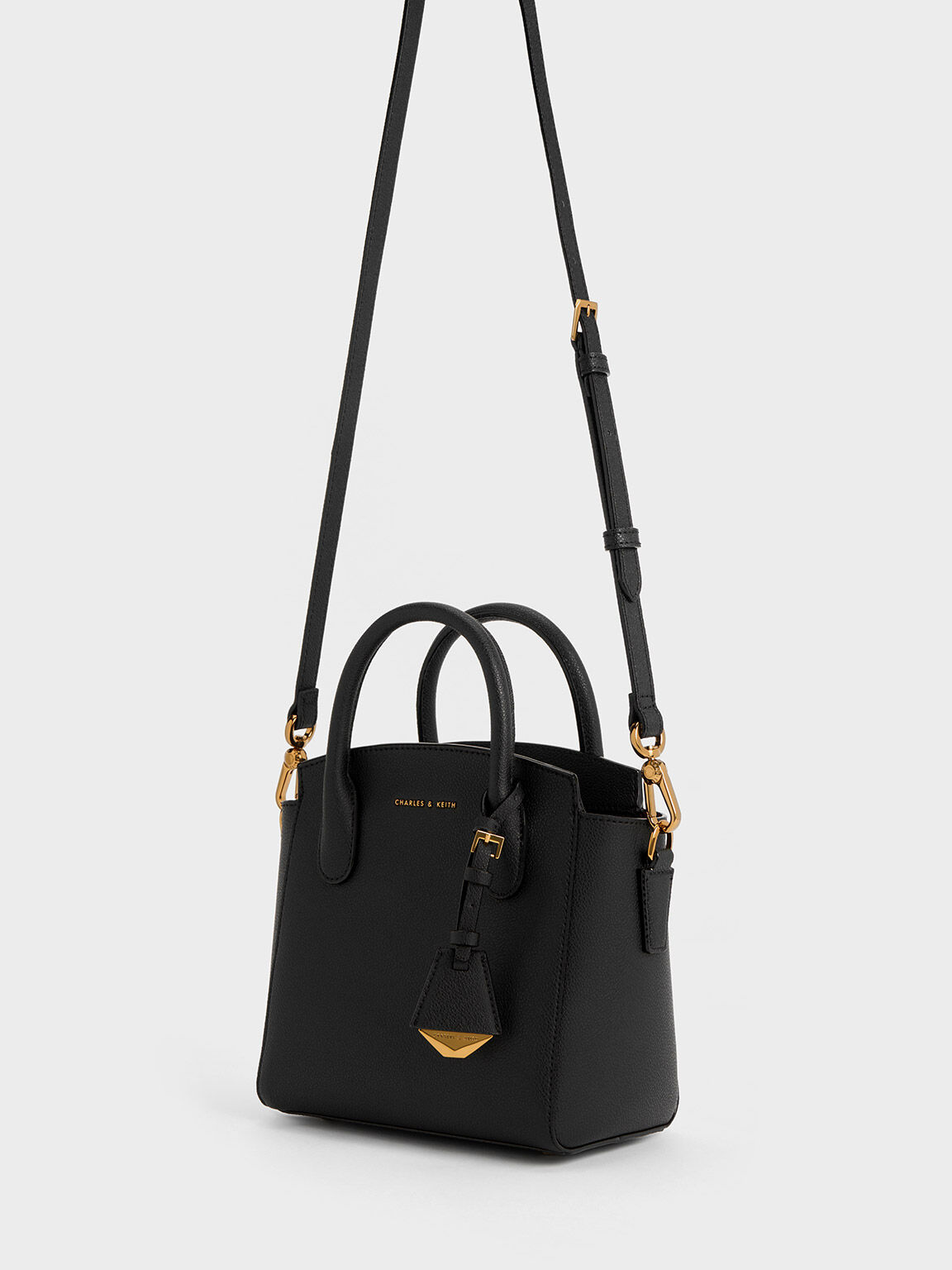 Black Classic Double Top Handle Bag - CHARLES & KEITH MY