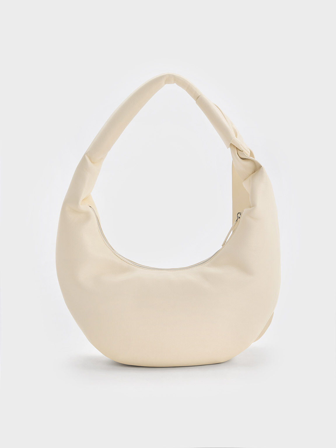 Toni Knotted Curved Hobo Bag, Chalk, hi-res