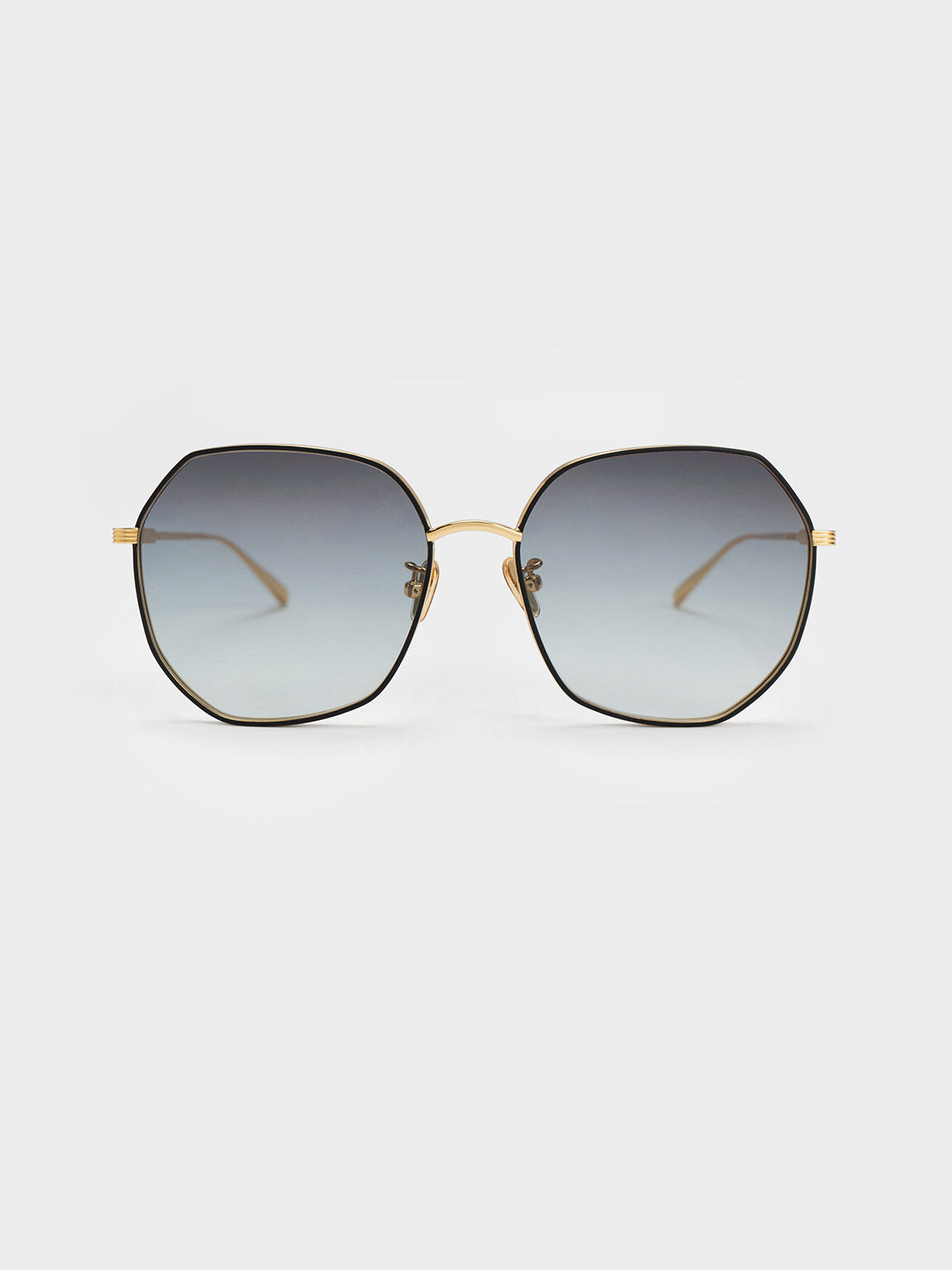 Tinted Geometric Sunglasses, Black, hi-res