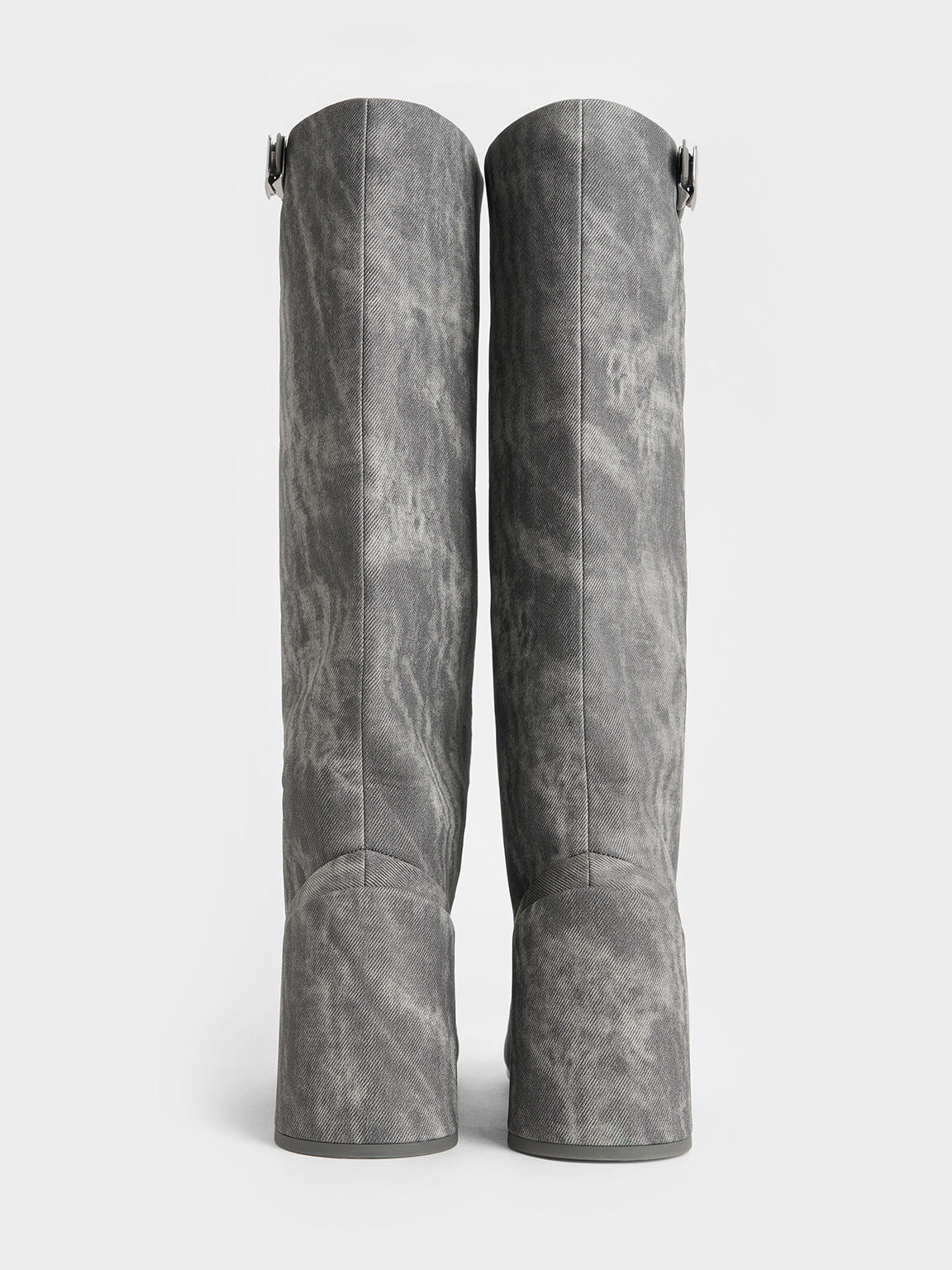 Robbie Denim Platform Knee-High Boots, Dark Grey, hi-res