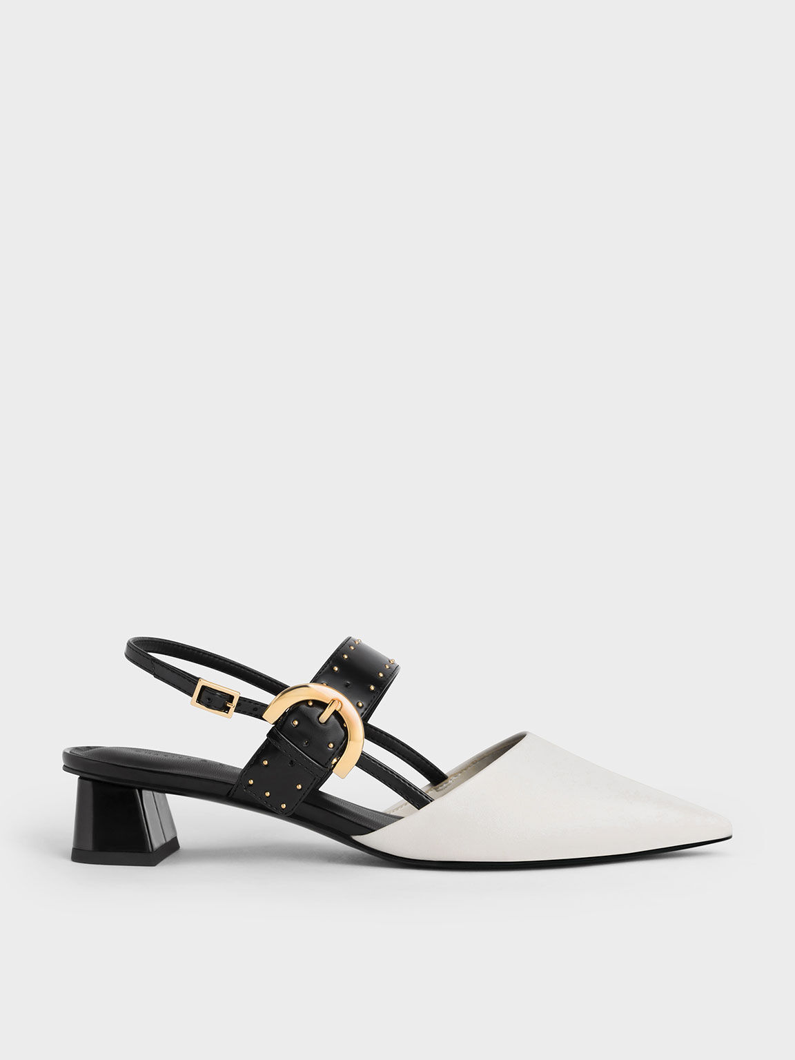Chalk Cylindrical Heel Back Strap Sandals - CHARLES & KEITH IN
