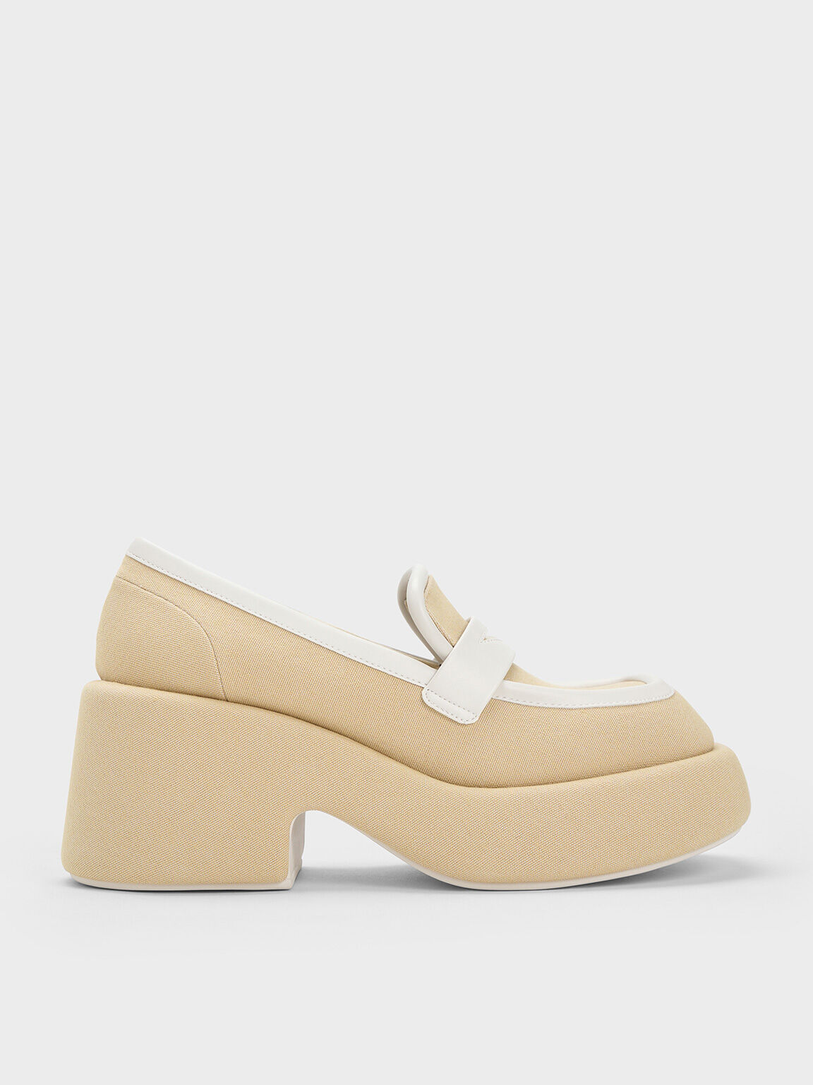 Leni Canvas Platform Loafers, Beige, hi-res