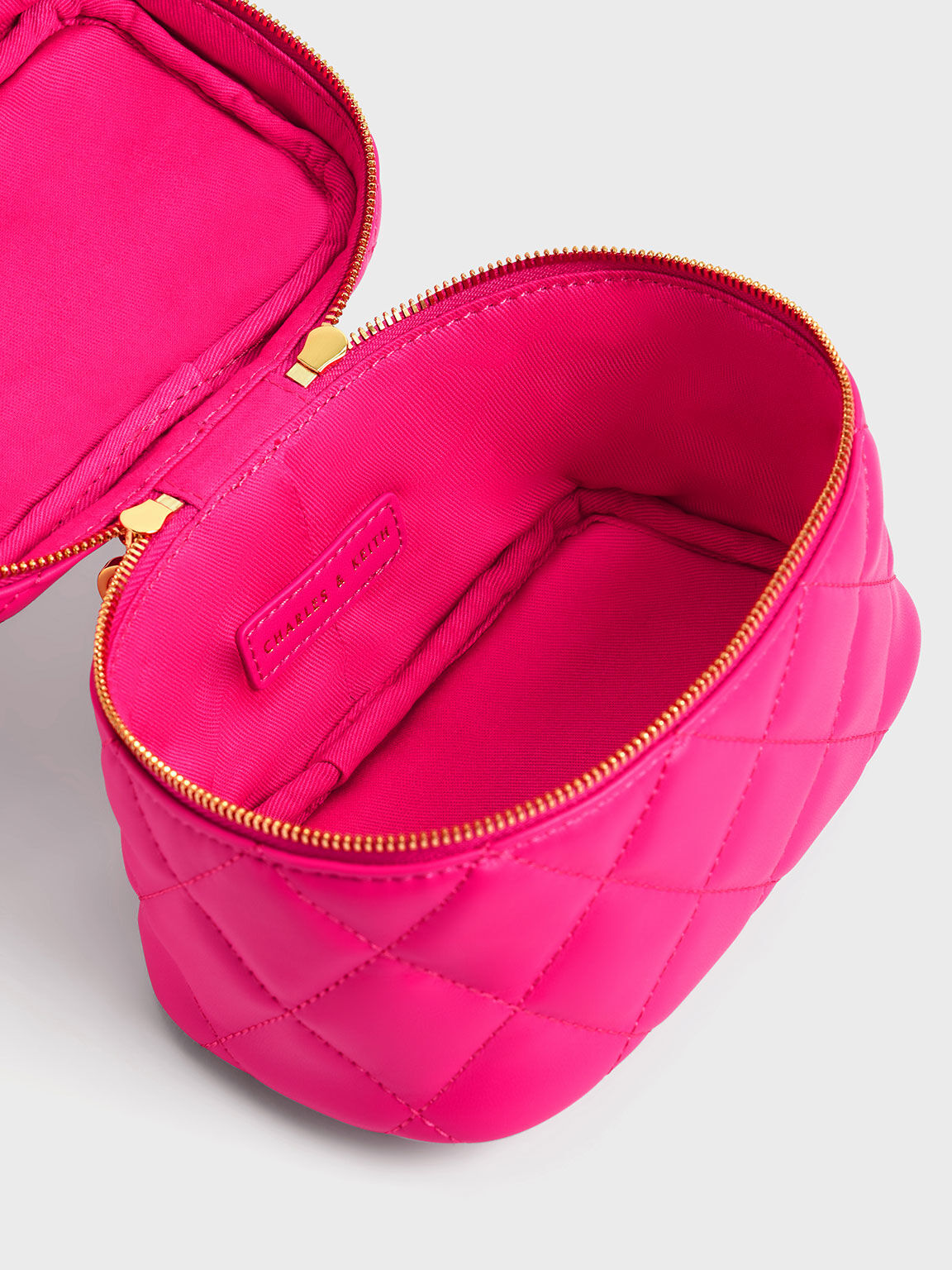 Quilted Two-Way Zip Mini Bag - Fuchsia