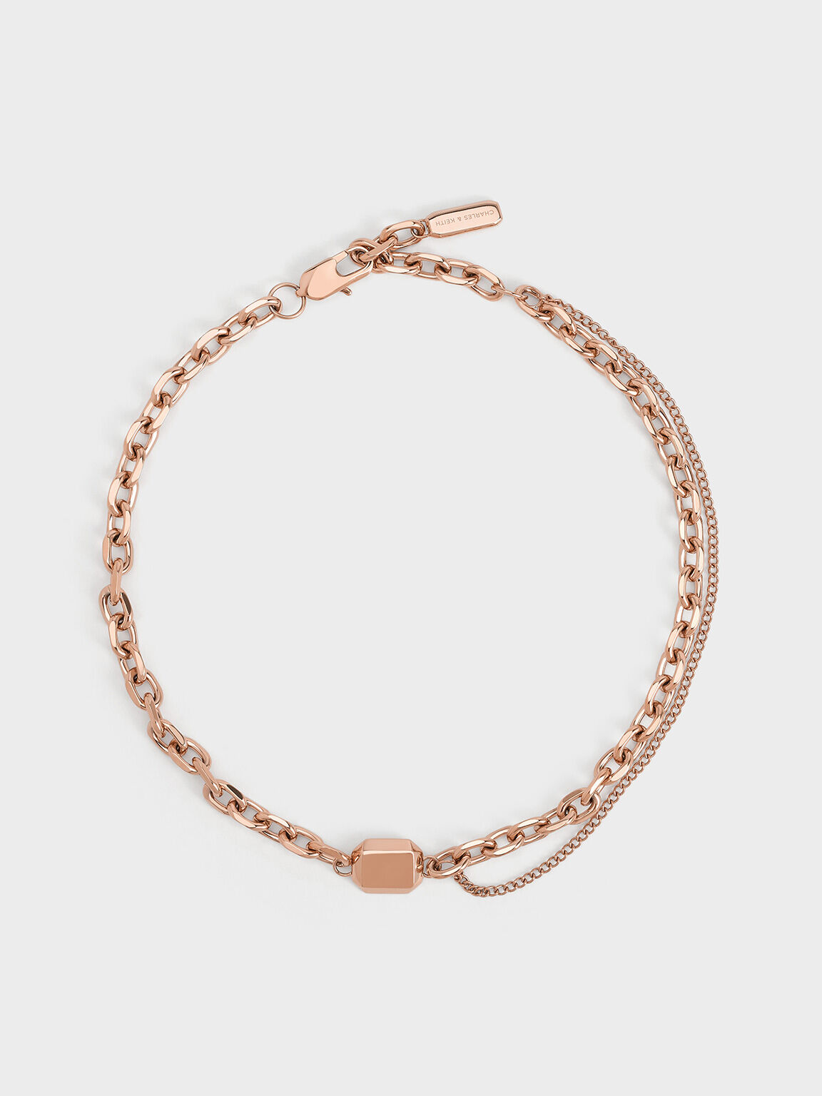 Keziah Double Chain-Link Choker Necklace, Rose Gold, hi-res