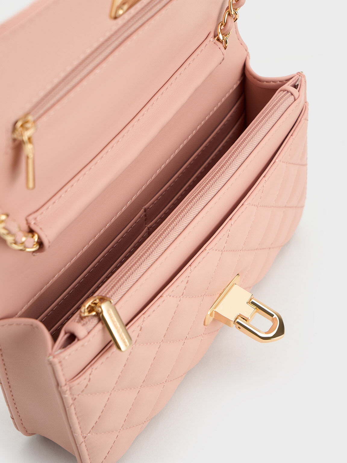 Clutch US - & CHARLES Cressida Pink Quilted KEITH Push-Lock