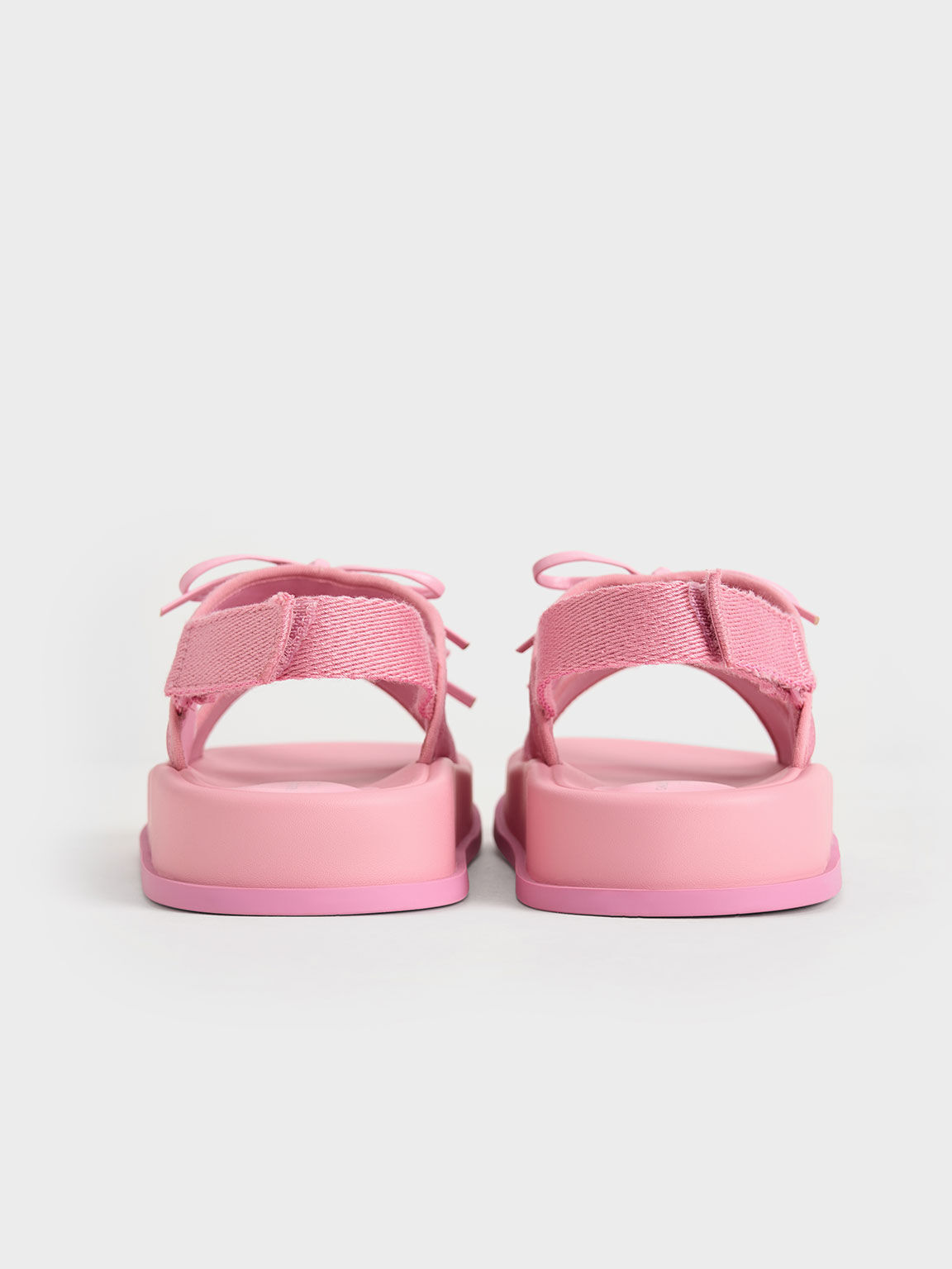 Girls' Glittered Double Bow Sandals, Pink, hi-res