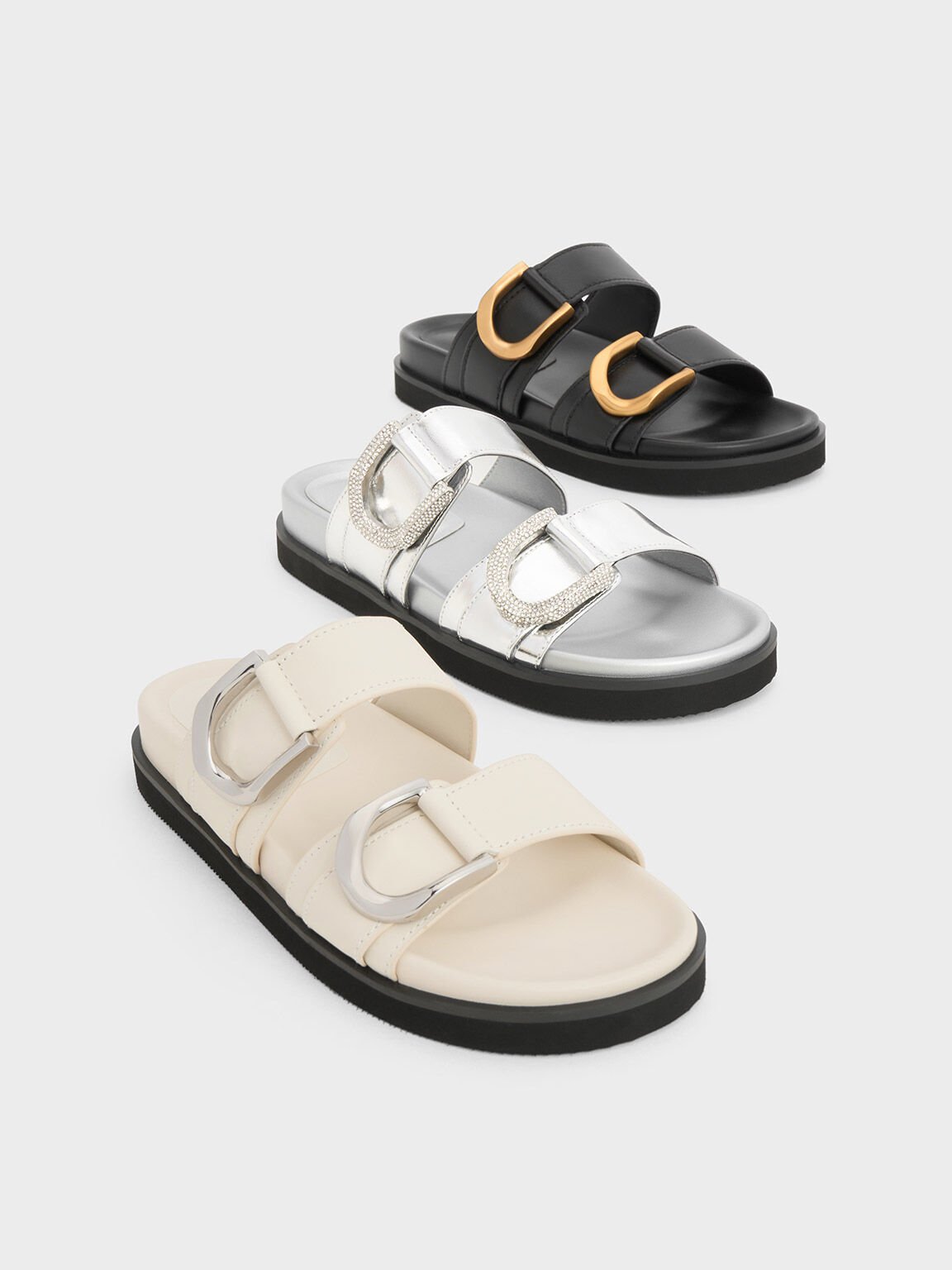 Marsèll padded leather slides - Silver