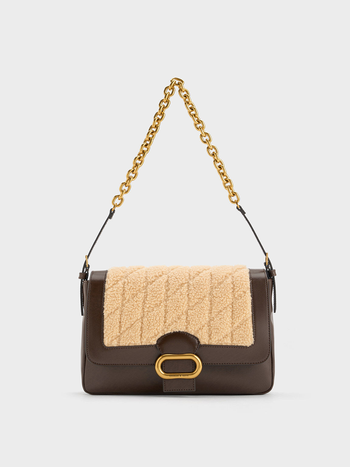 Ivory Quilted Chain Bag - CHARLES & KEITH US