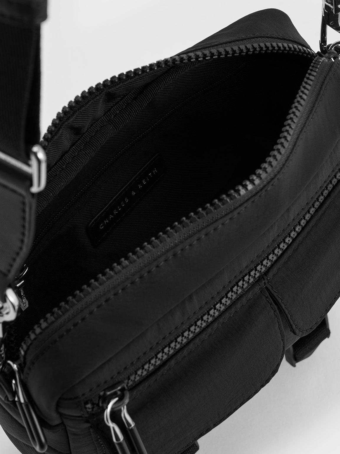 Noir Soleil Nylon Multi-Pocket Crossbody Bag - CHARLES & KEITH SG