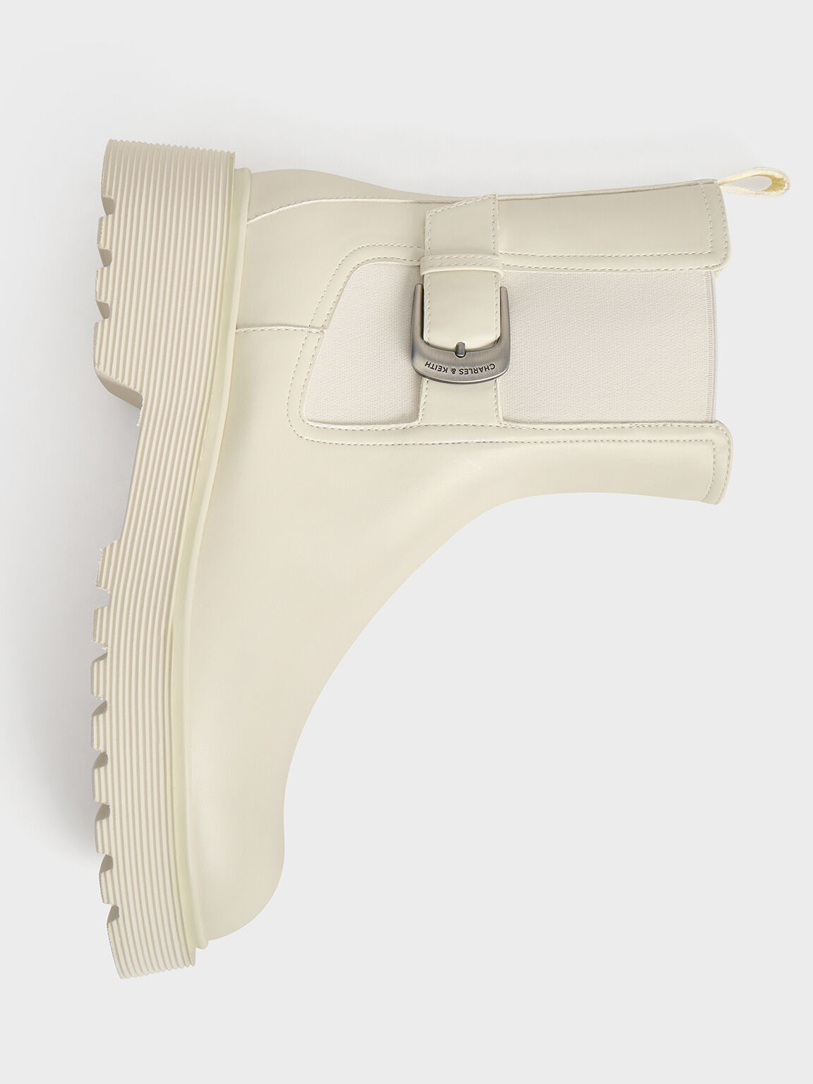 Side-Buckle Ridged-Sole Chelsea Boots, Chalk, hi-res